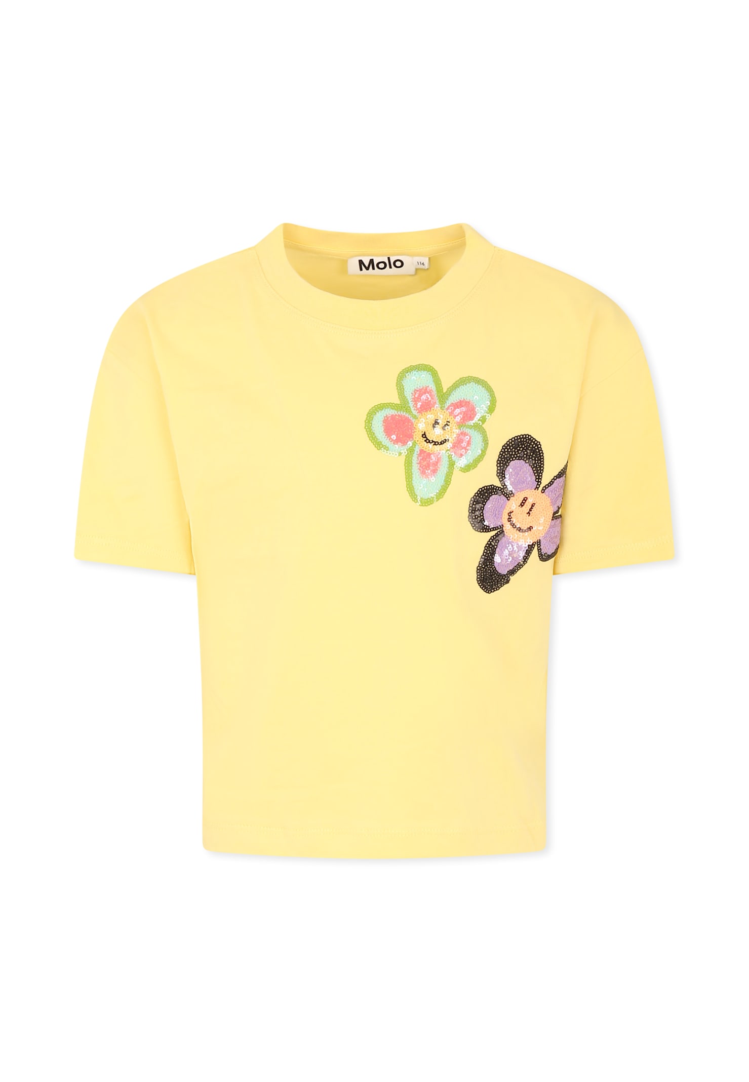 Molo Round Neck T-shirt In Yellow
