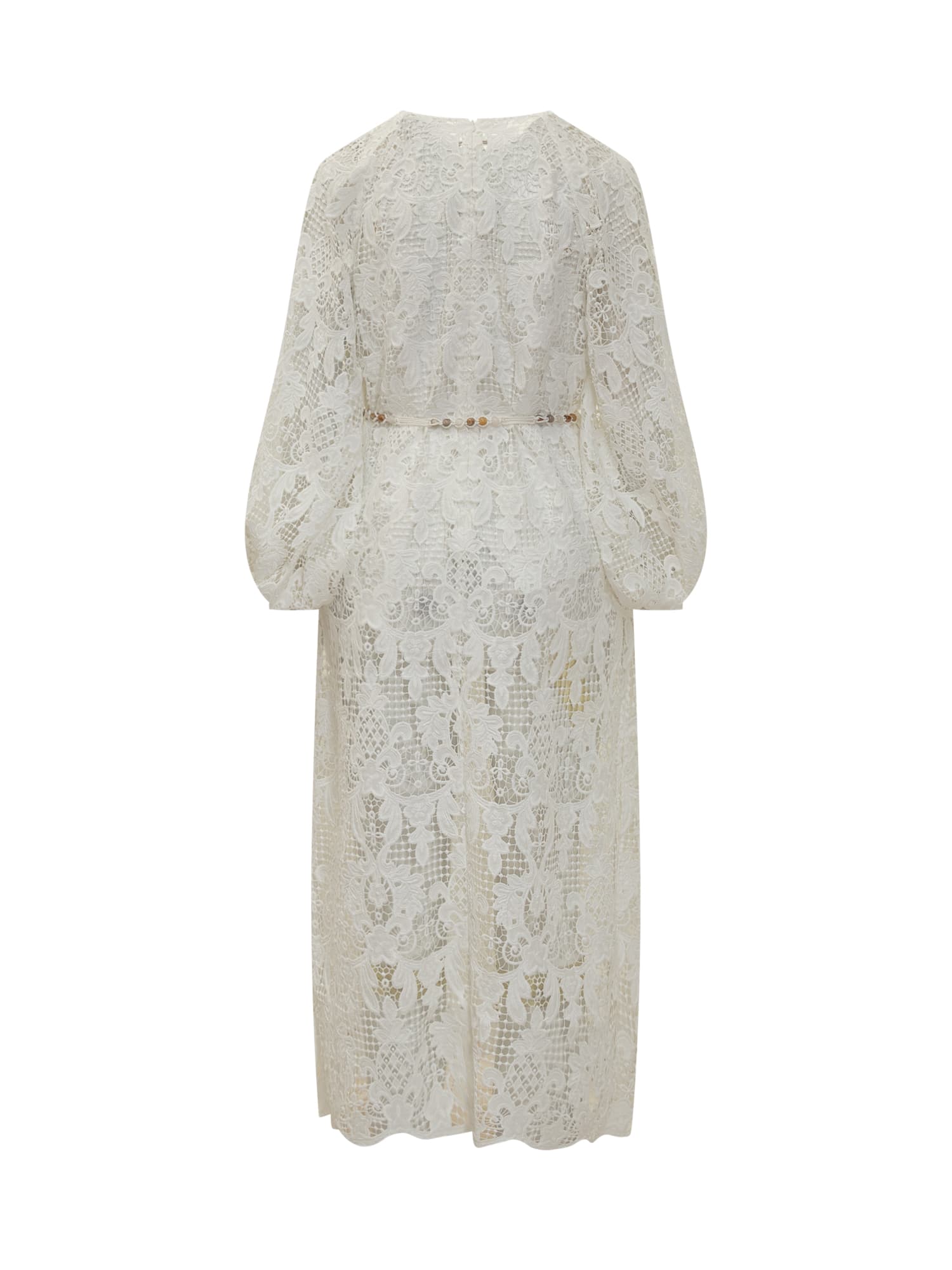 Zimmermann Coco Lace Midi Dress In Neutral
