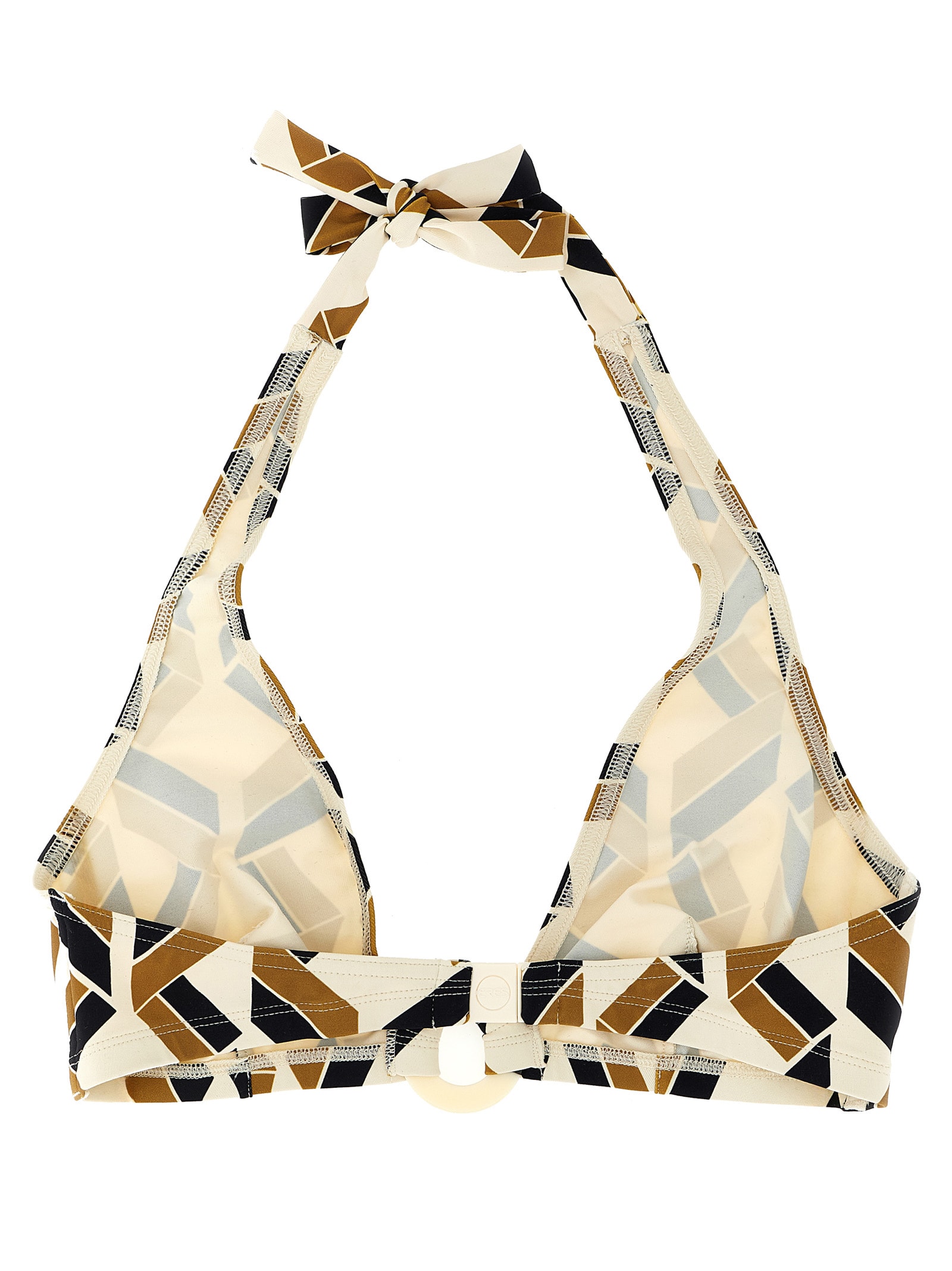 Eres Dimension Embellished Printed Triangle Halterneck Bikini Top In Multi