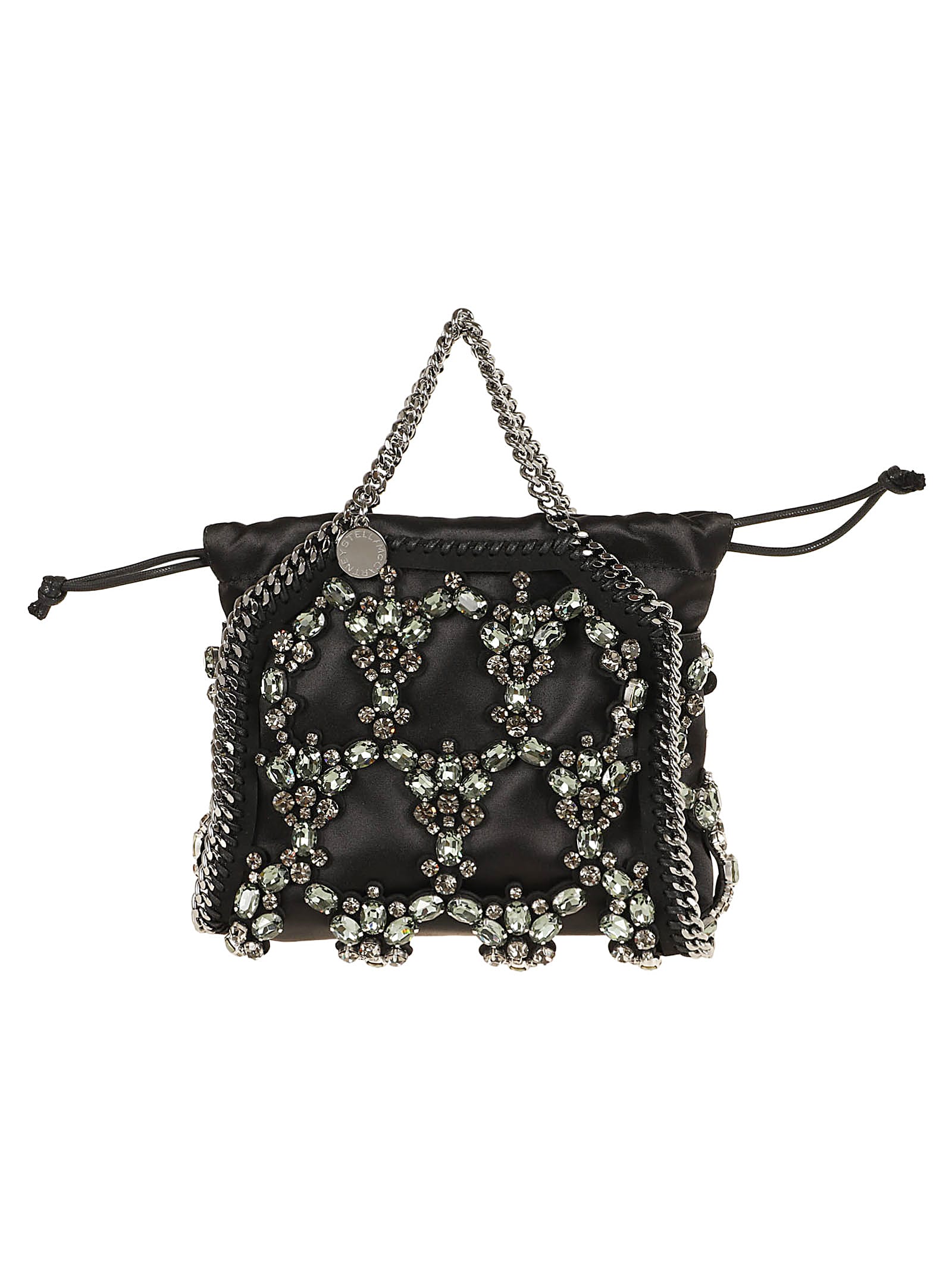 Shop Stella Mccartney Tiny Tote Crystal Cage In Black