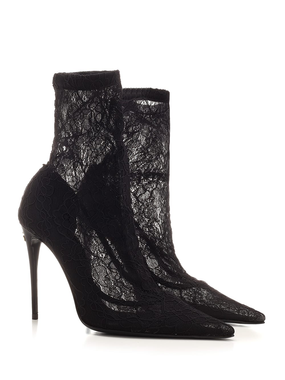 Shop Dolce & Gabbana Lace Ankle Boot In Nero