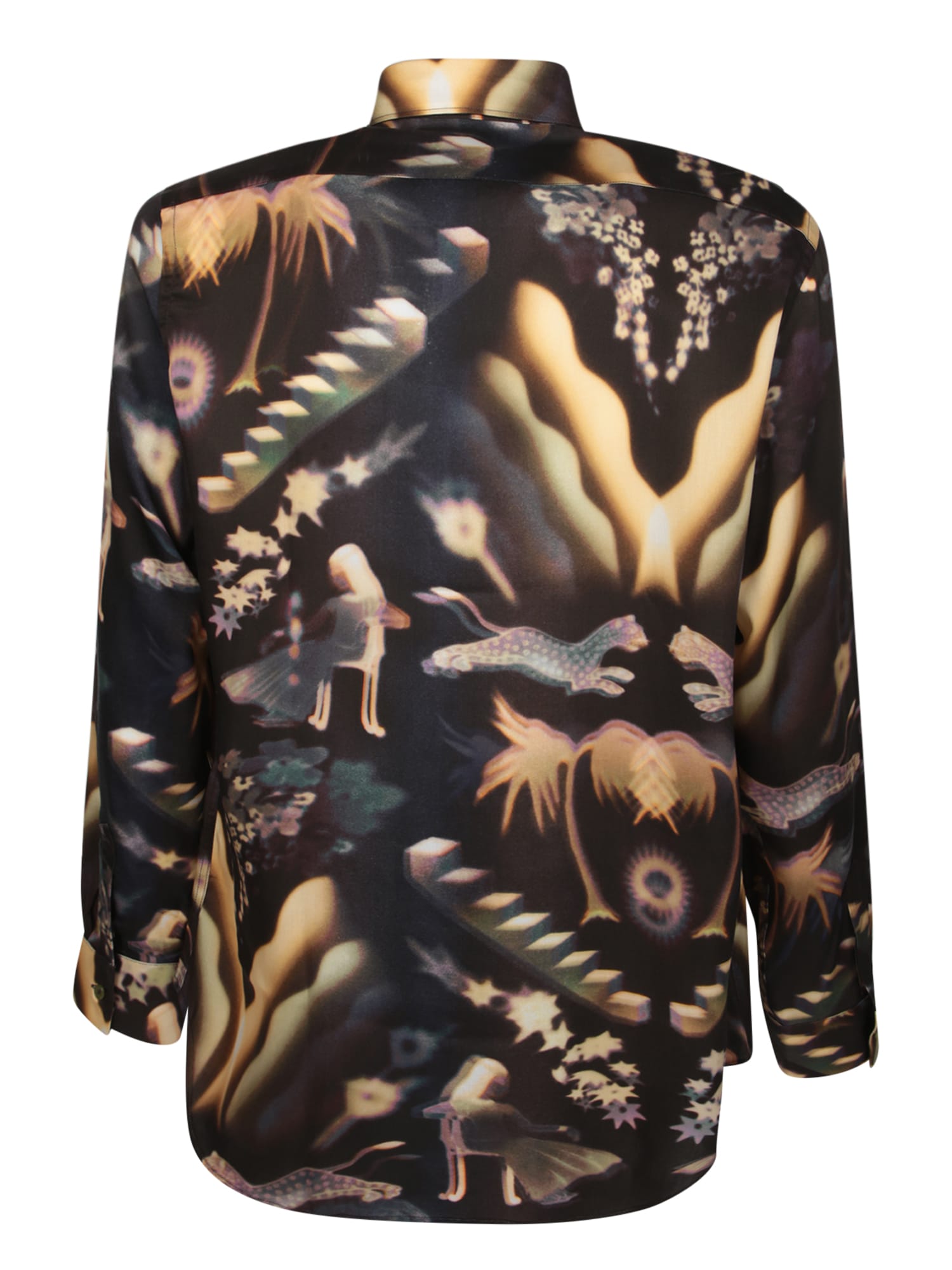 PAUL SMITH BLACK PRINT LYOCELL SHIRT