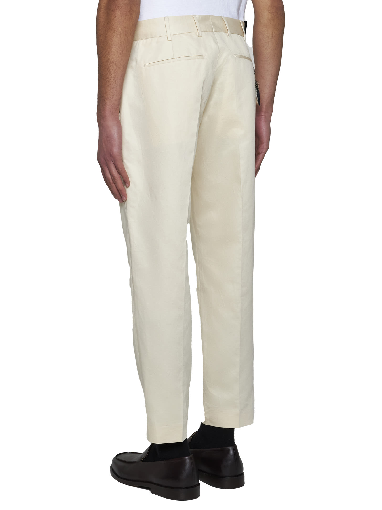 Pt Torino Michael Reworked Cotton Trousers In Cream