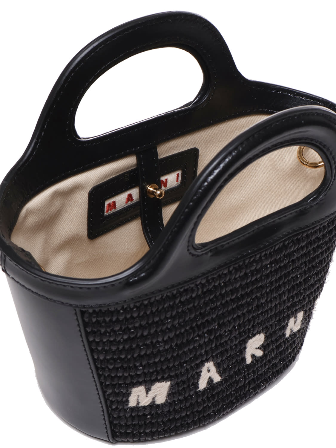 Shop Marni Mini Tropicalia Bag In Raffia In Black