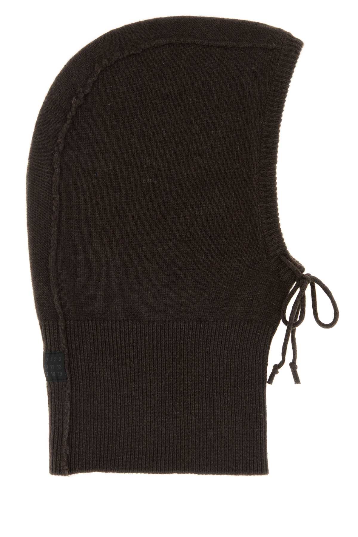Mm6 Maison Margiela Dark Brown Wool Blend Balaclava In Black
