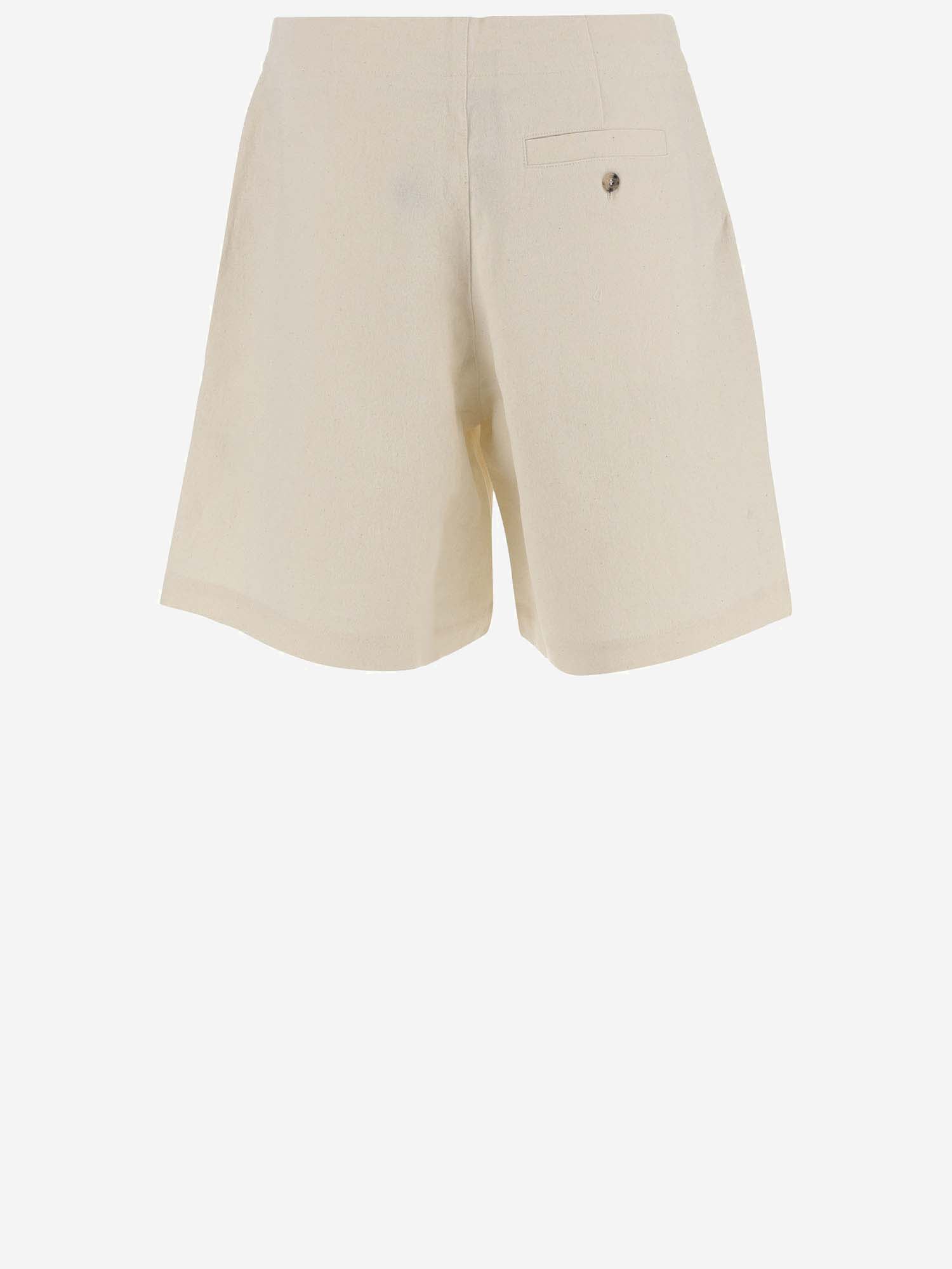 Shop Jw Anderson Linen Blend Logo Short Pants In Off-white