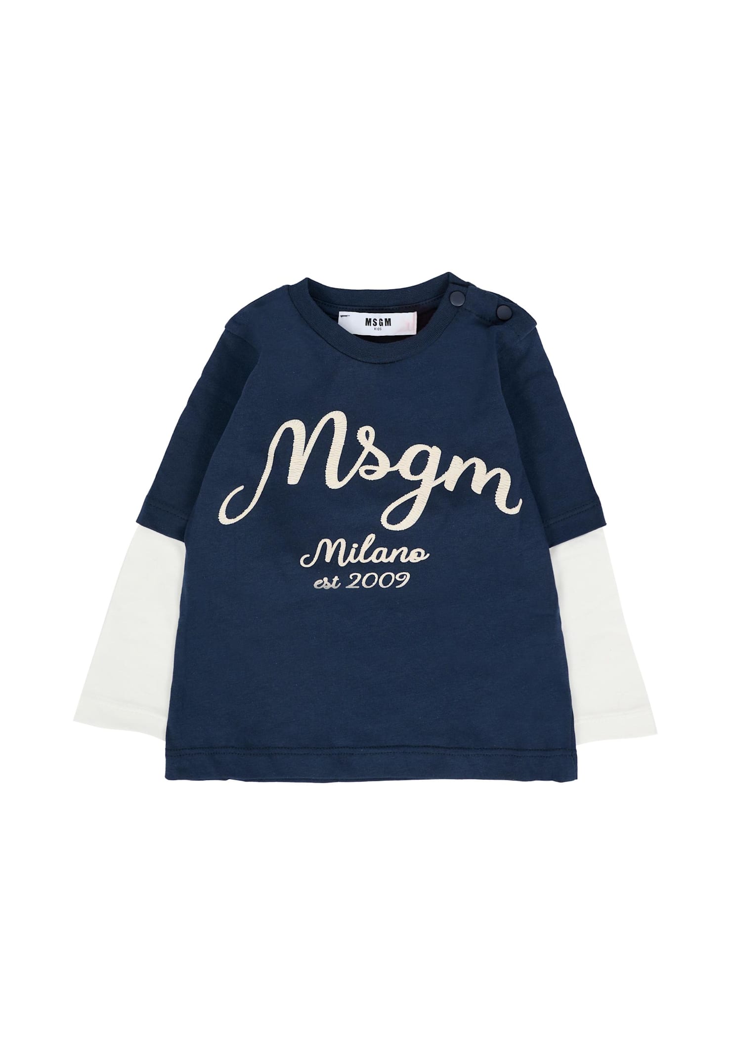 Msgm Blue T-shirt For Baby Boy With Logo In Blue