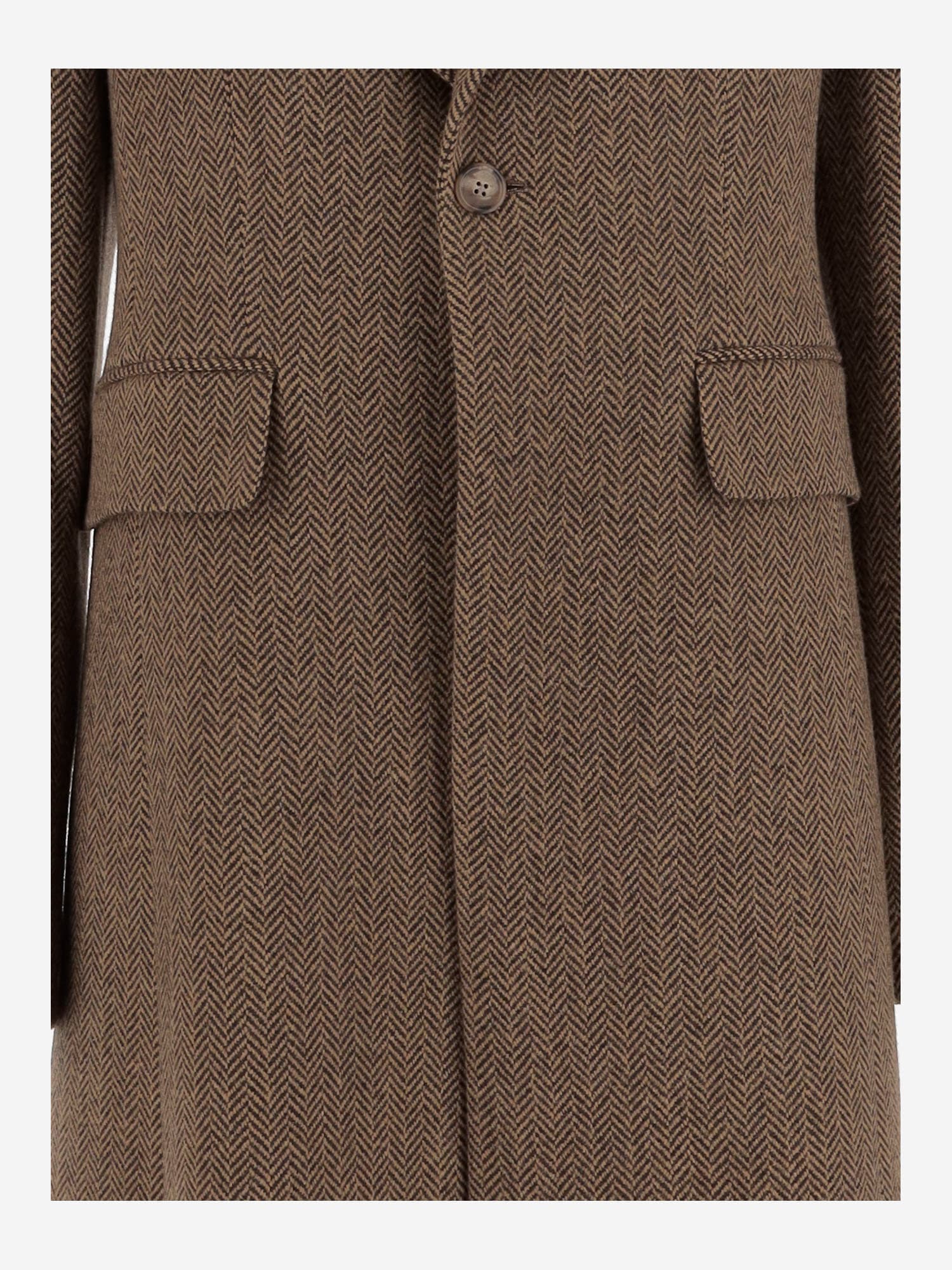 Polo Ralph Lauren Herringbone Single-breasted Coat In Brown