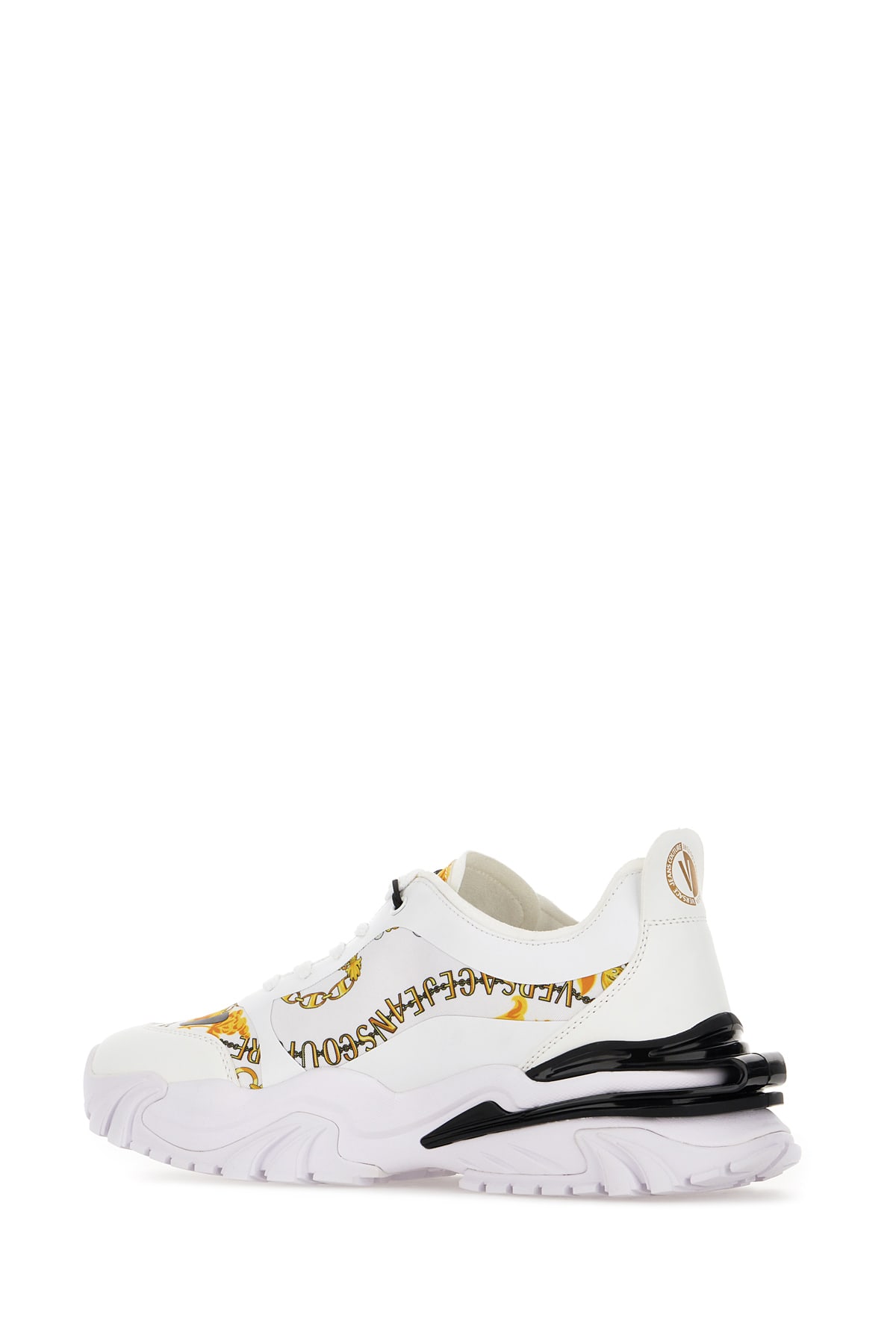 Shop Versace Jeans Couture Multicolor Polyester And Leather Sneakers In White Gold