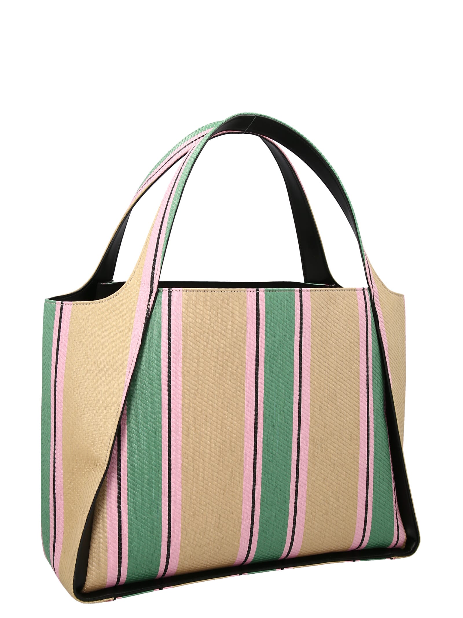 Stella Mccartney Embroidered Raffia Stella Logo Shopping Bag In Multicolor