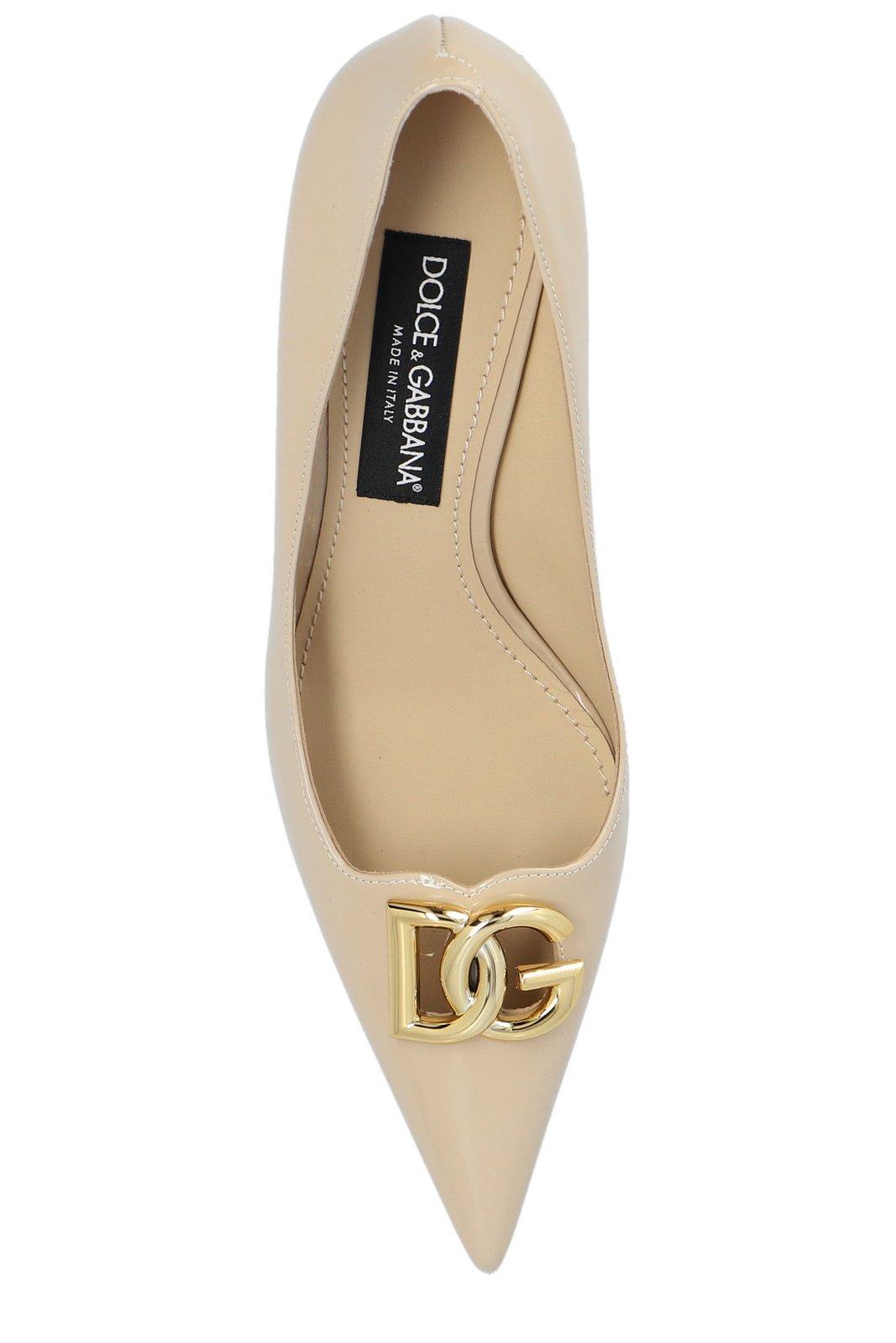 Shop Dolce & Gabbana Dg Plaque Pointed Toe Pumps