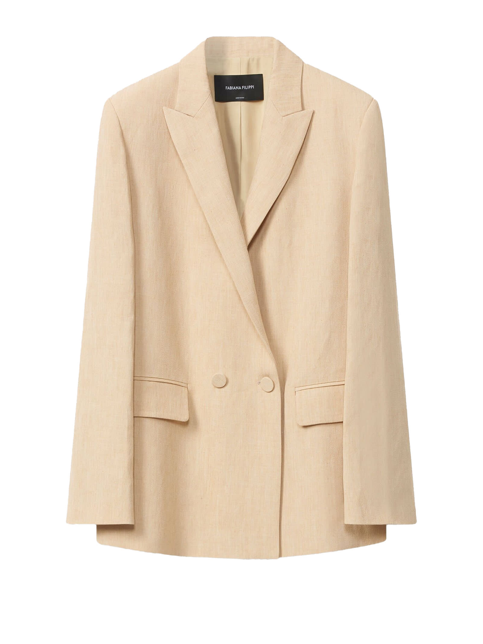 Shop Fabiana Filippi Double-breasted Jacket In Linen And Viscose Blend
