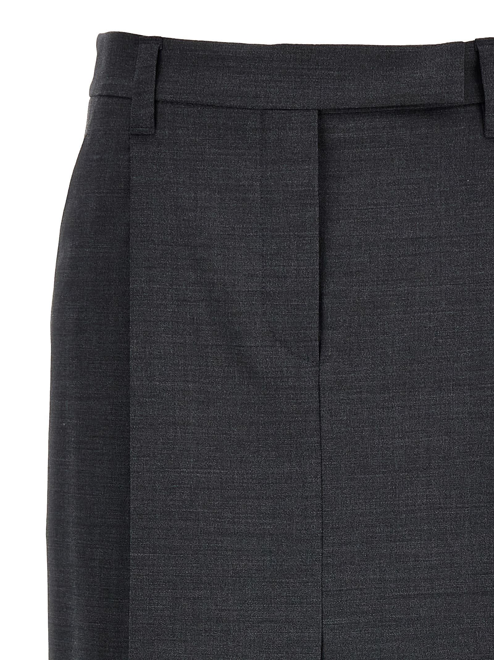 Shop Brunello Cucinelli Skirt With Front Pleats In Gray