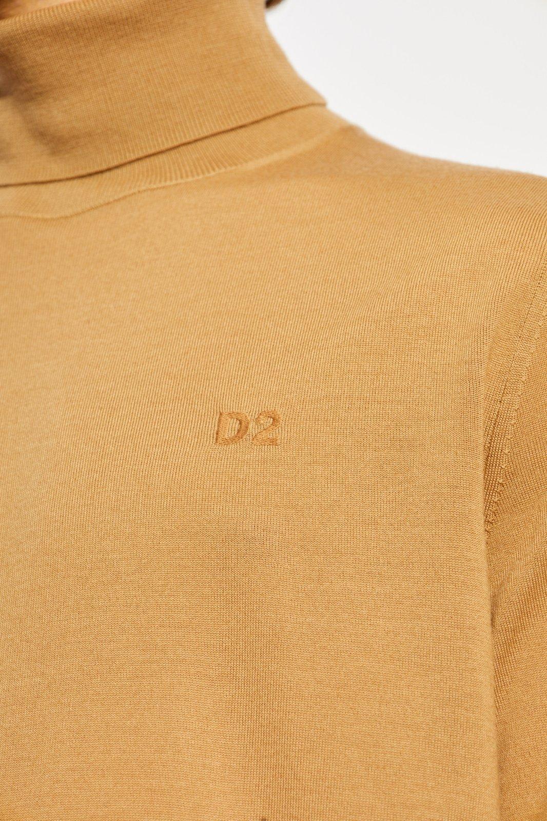 Shop Dsquared2 Roll-neck Knitted Jumper In Sand