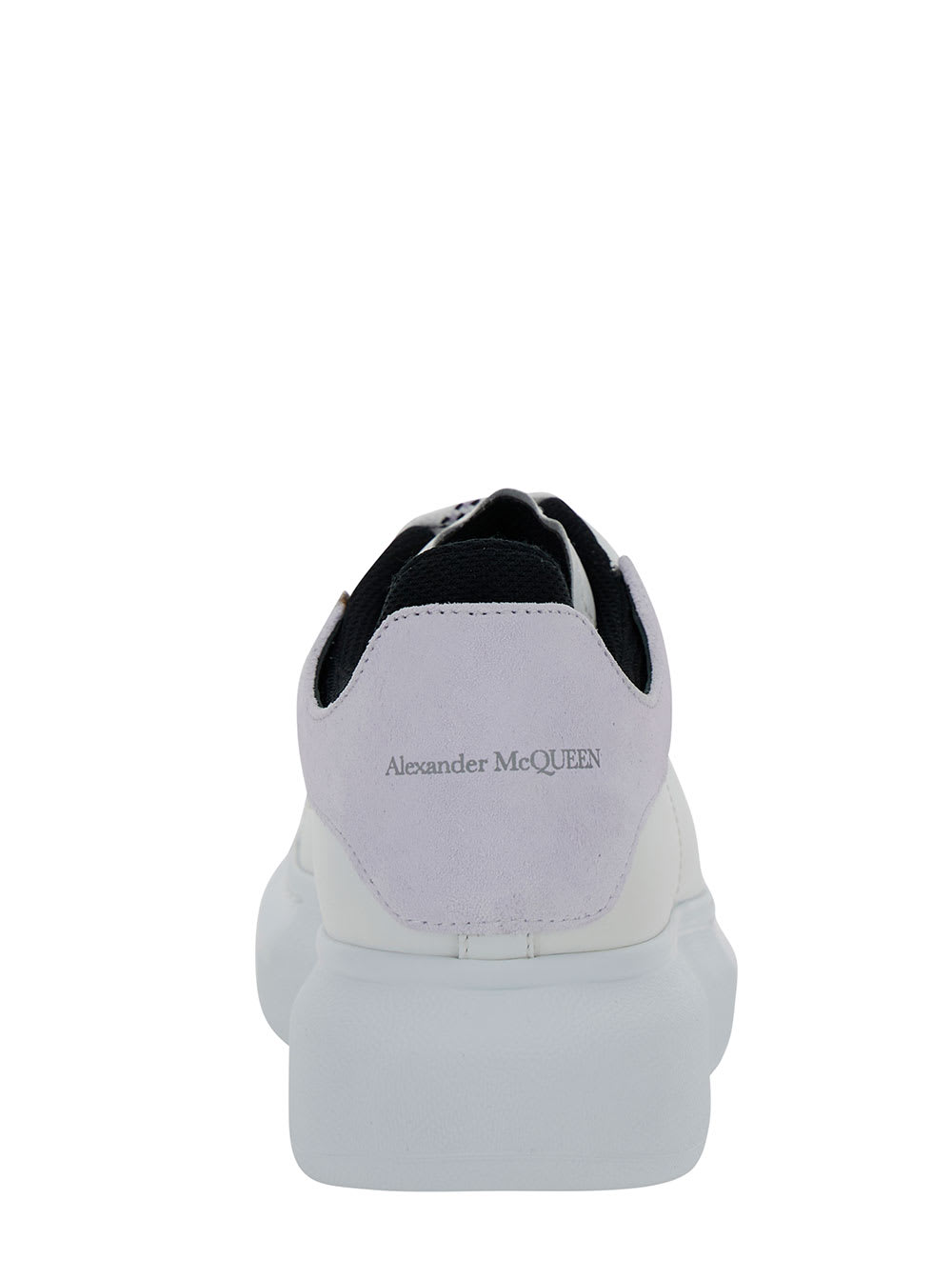 Shop Alexander Mcqueen White Low Top Sneakers With Double Heel Tab And Oversized Platform In Leather Woman In Multicolor