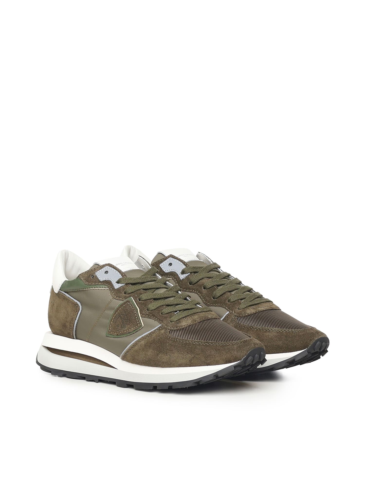 Philippe Model Suede Technical Fabric Trainers In Green