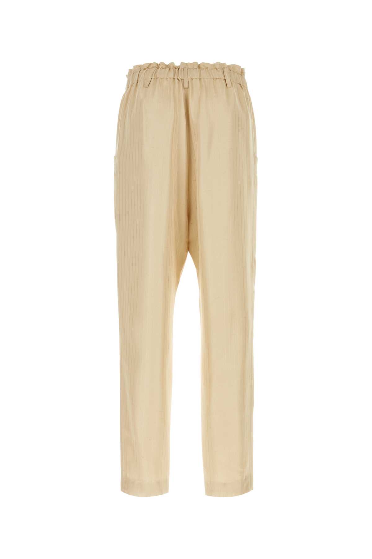 Shop Saint Laurent Embroidered Satin Pant In Brown