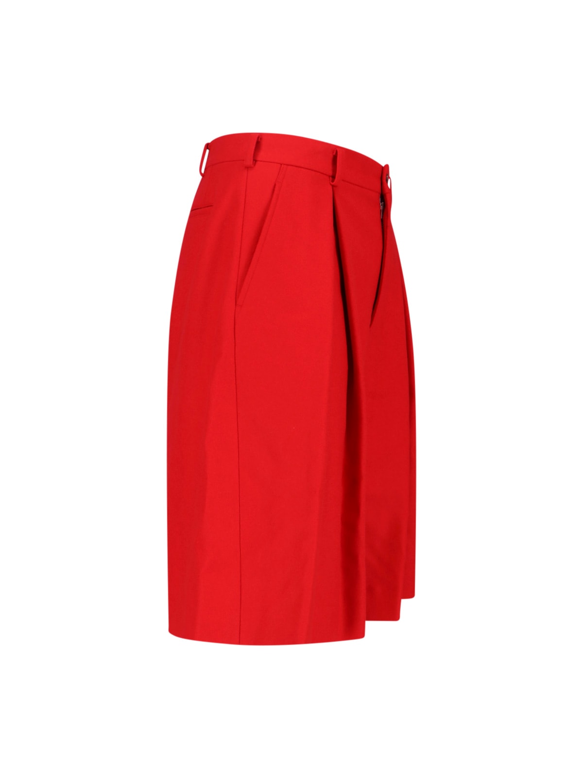 Comme Des Garçons Homme Deux Wool Shorts In Red