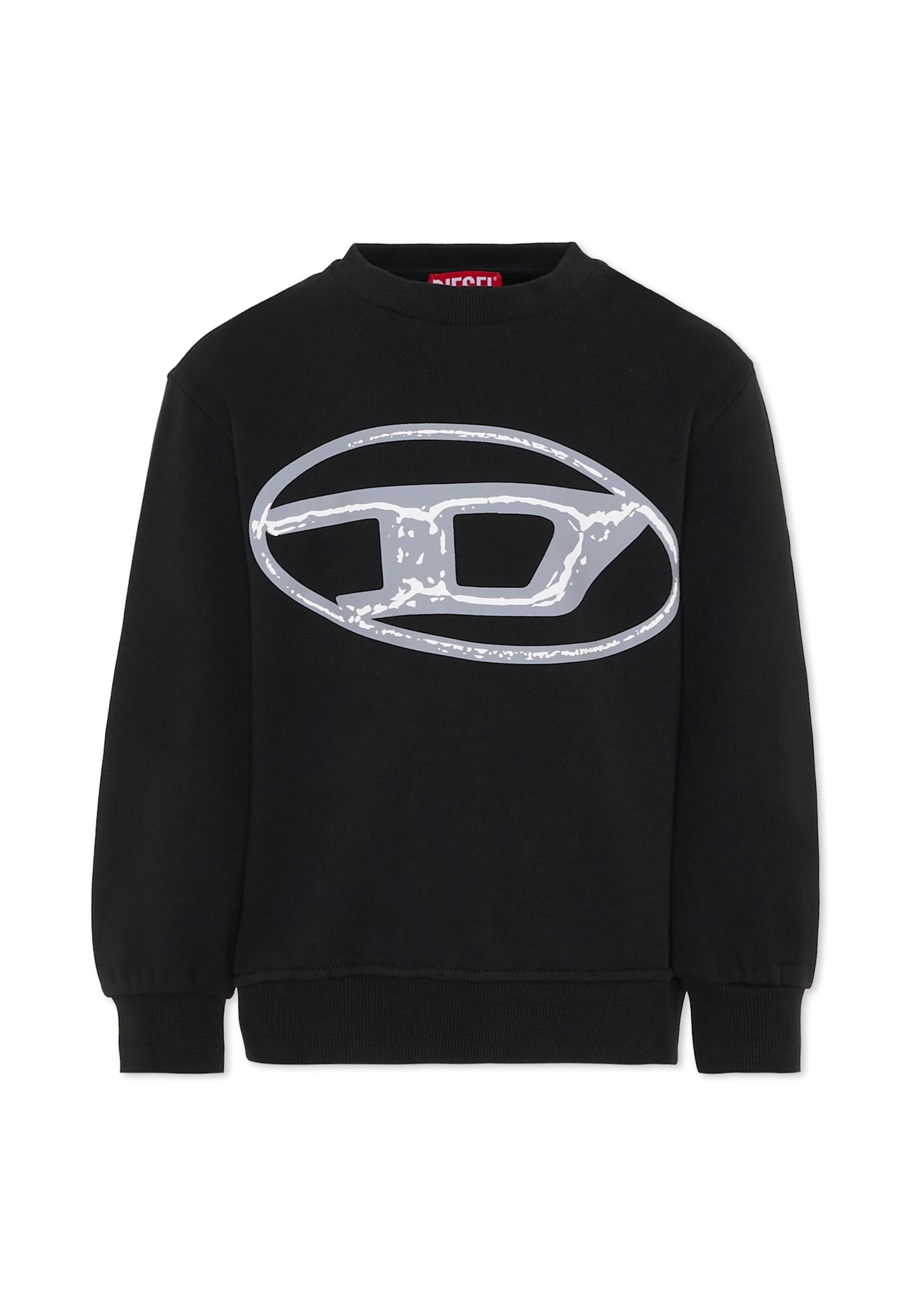 Diesel Black Sweatshirt For Boy With Gray Logo In Black