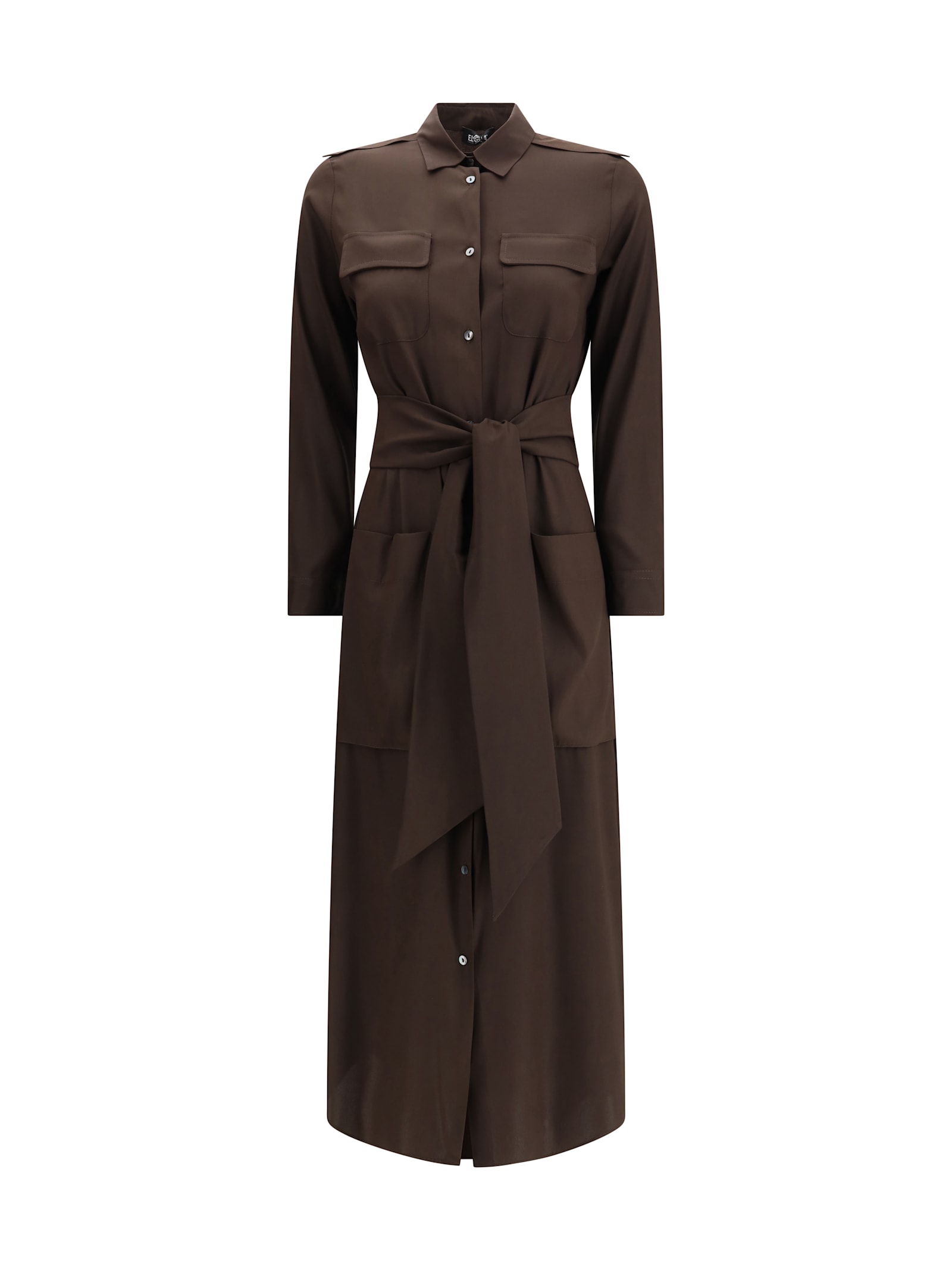 Ella Silk Dress In Brown