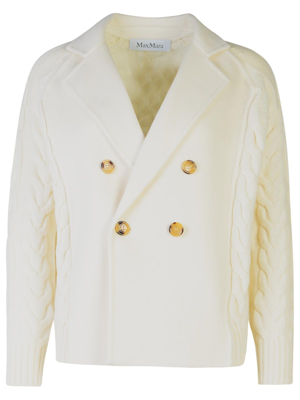 Max Mara Micio White Wool Blend Cardigan