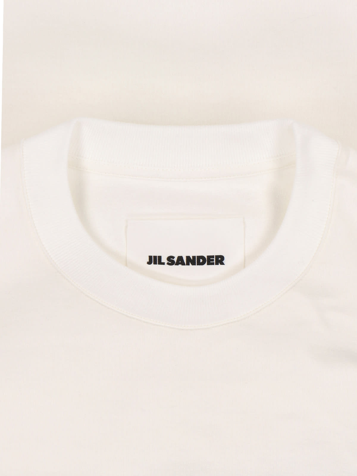 Jil Sander Men White Crewneck Sweatshirt With Contrasting Logo Print At The Front In Cotton Man In White