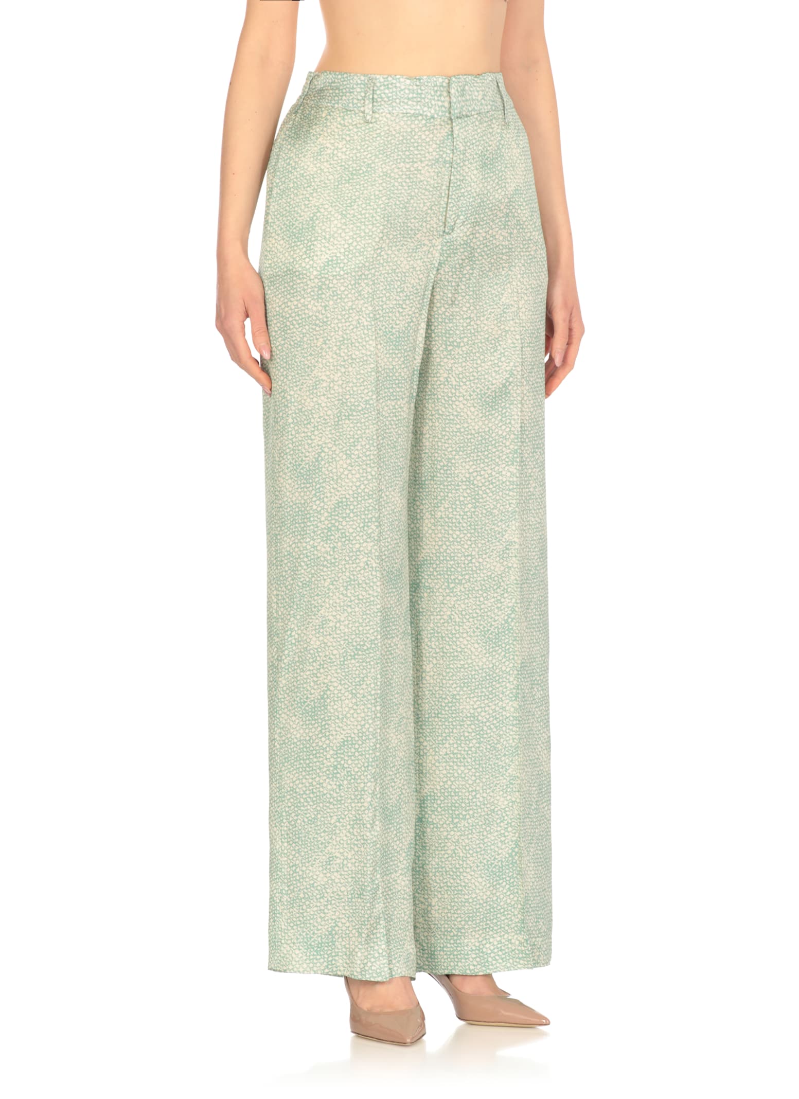 Pt Torino Wide-leg Palazzo Trousers With Elastic Waist In Green