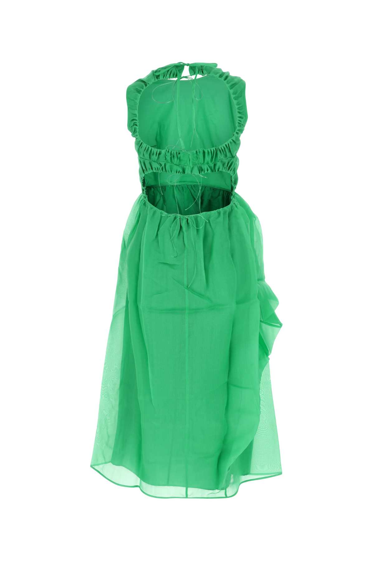 Cecilie Bahnsen Green Cotton Blend Dress In Emeraldgreen