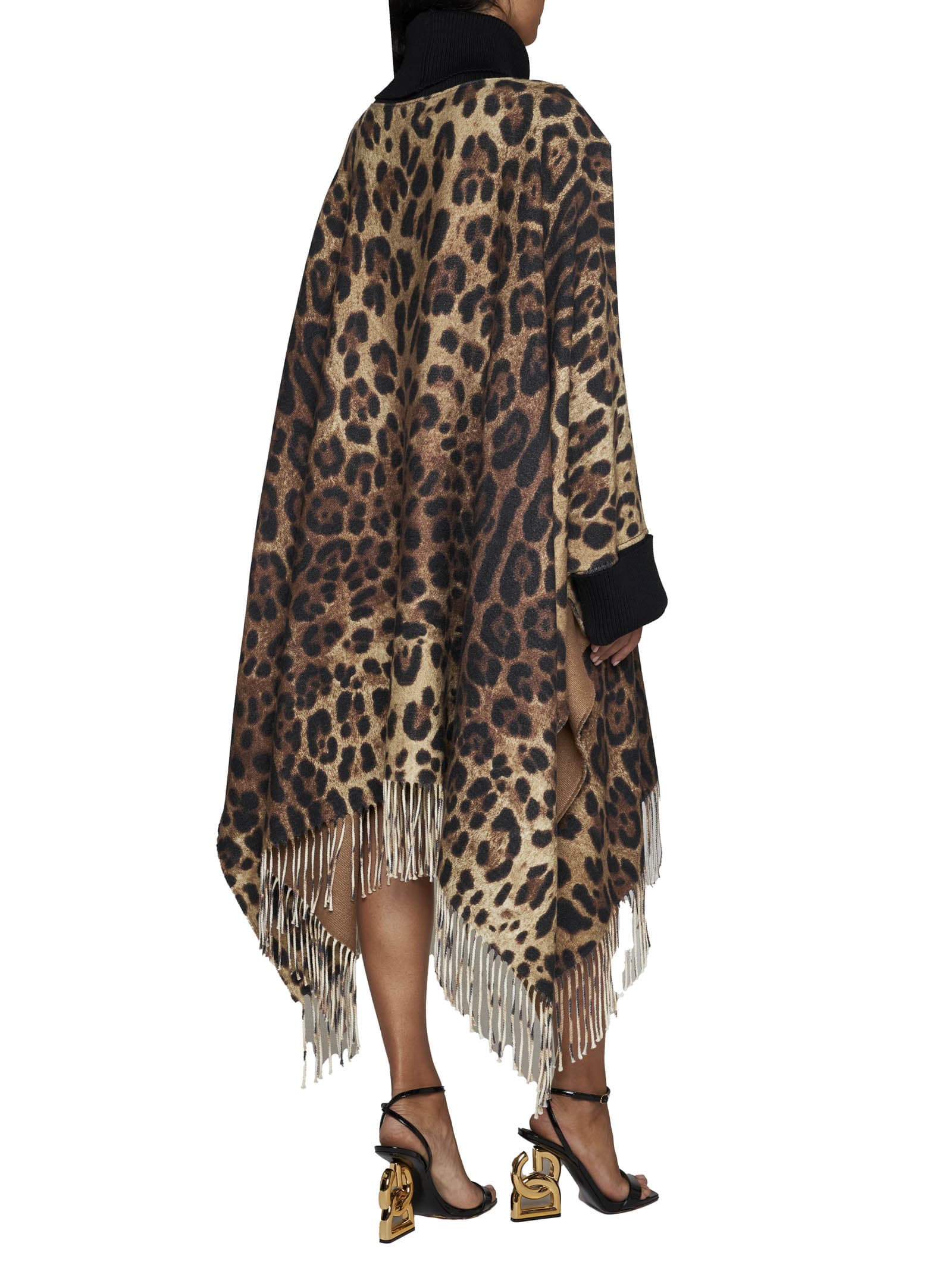 Dolce & Gabbana Leopard-print Fringed Poncho In Leo
