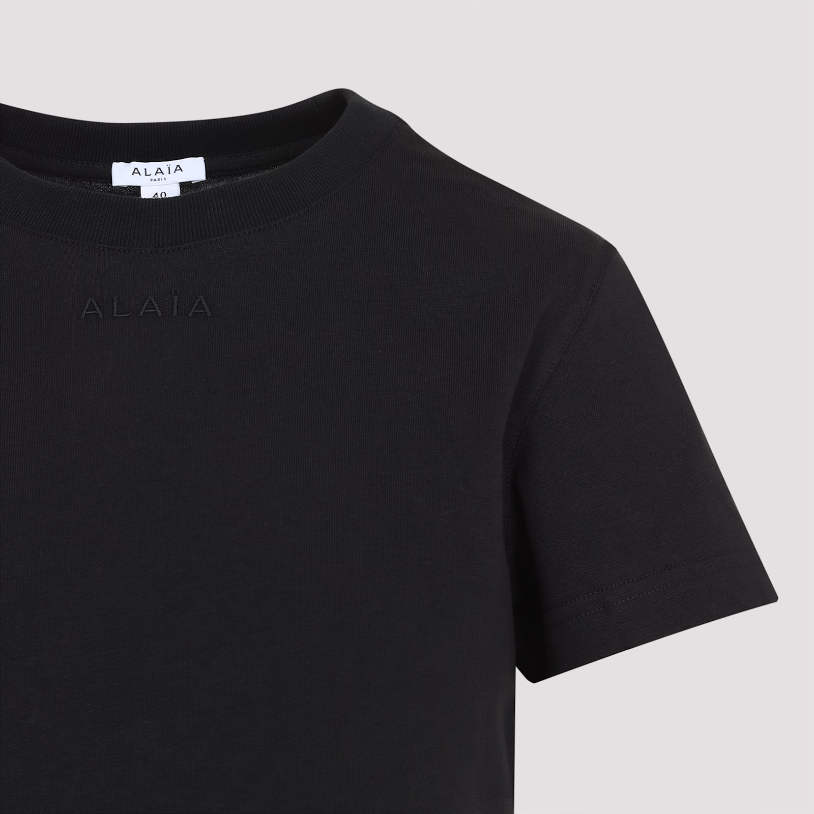 Alaïa Black Cotton T-shirt With Logo In Noir Alaia
