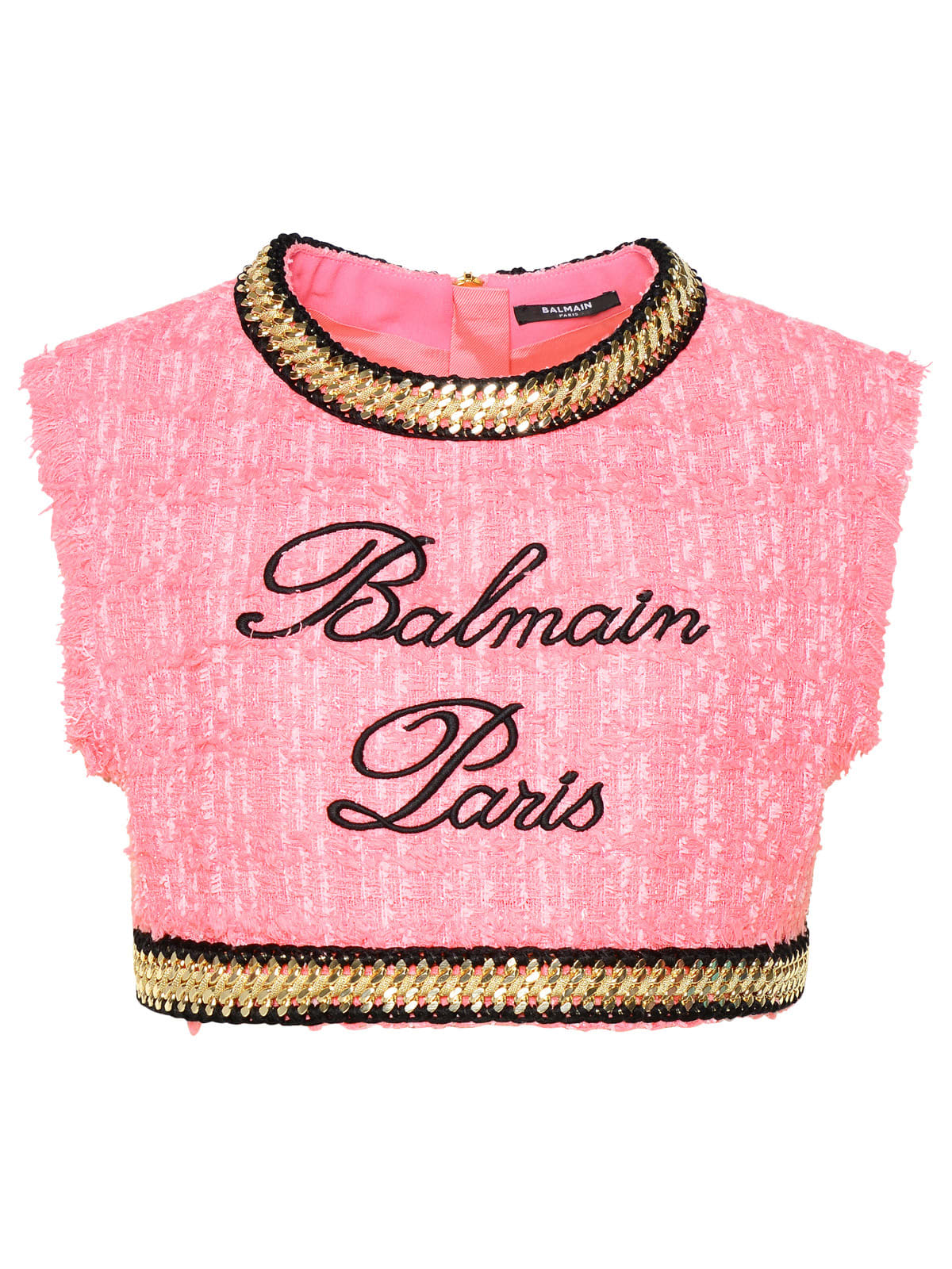 Shop Balmain Pink Cotton Blend Short Top