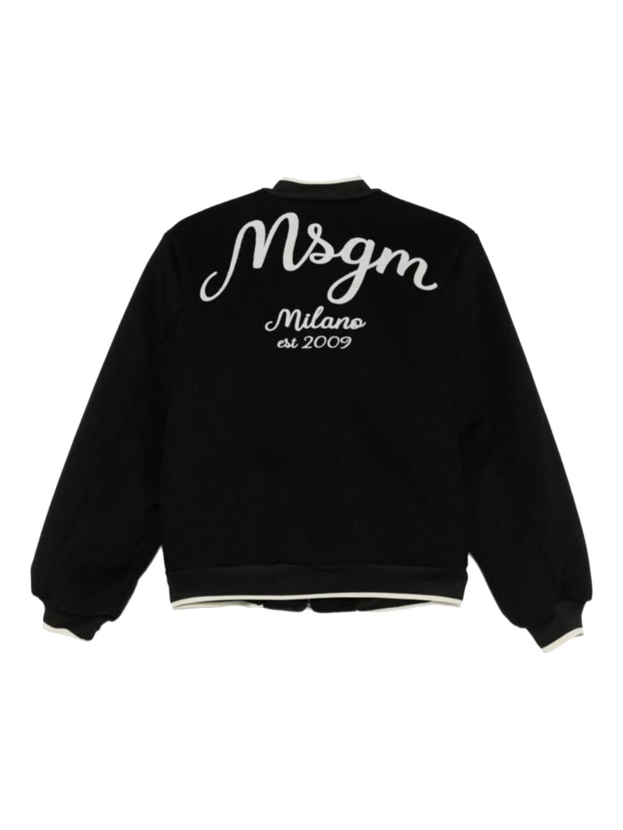 Msgm Logo-embroidered Jacket In Black