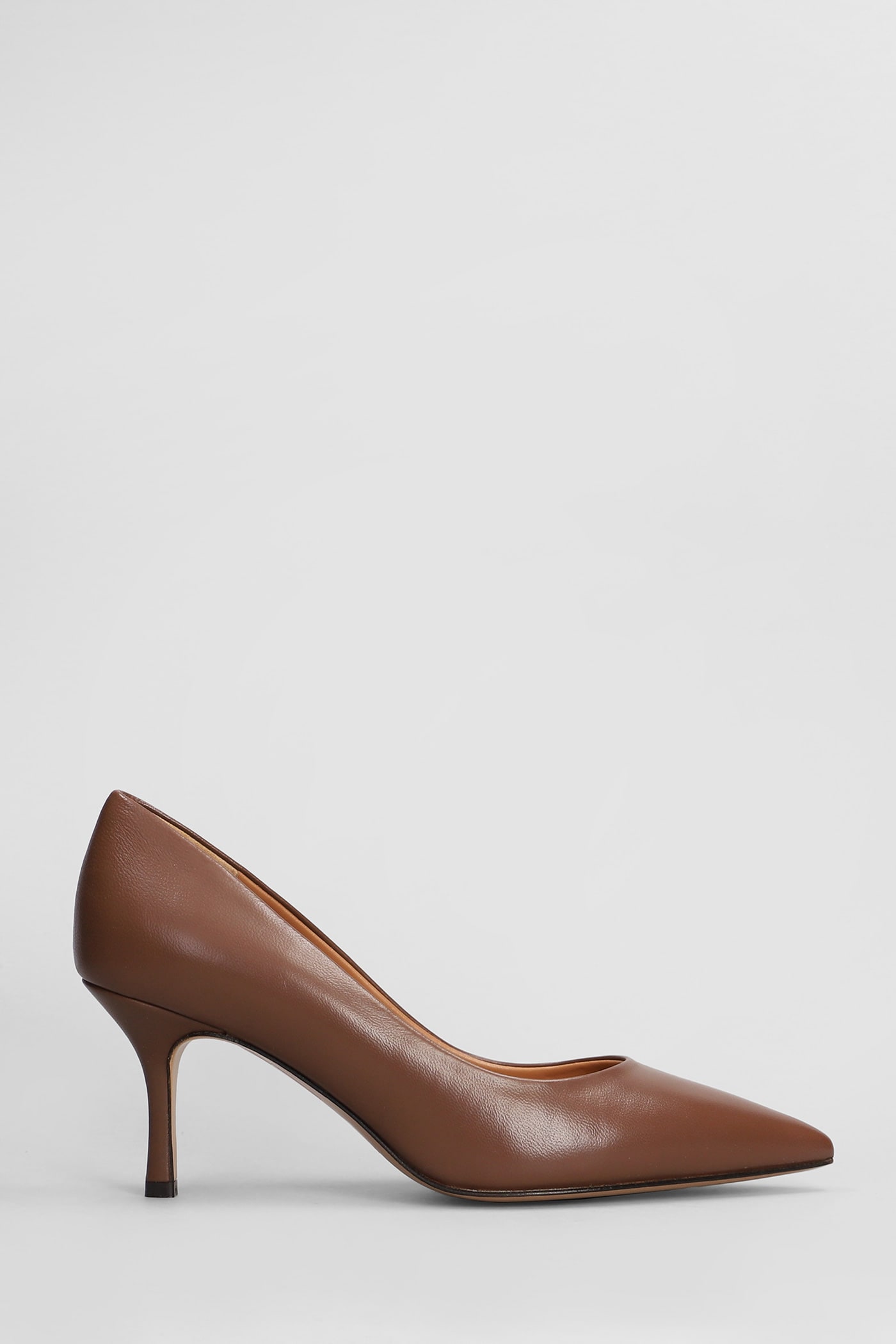 THE SELLER PUMPS IN BROWN LEATHER 