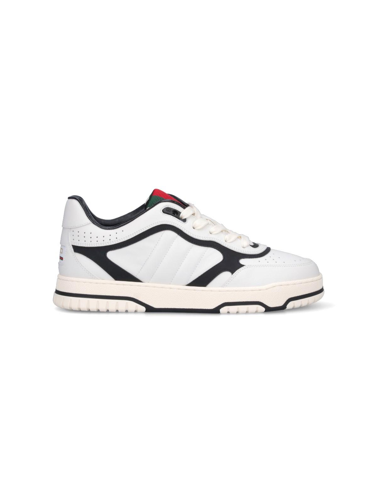 Gucci Men Re-web Leather Sneakers In White
