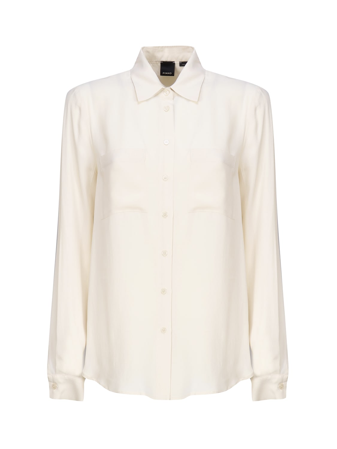 Shop Pinko Silk Blend Shirt With Pockets In Ivory
