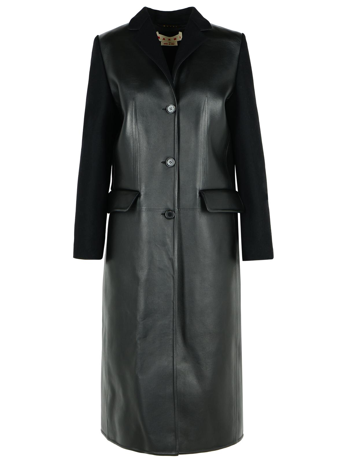 Marni Long-sleeved Patchwork Coat In Black