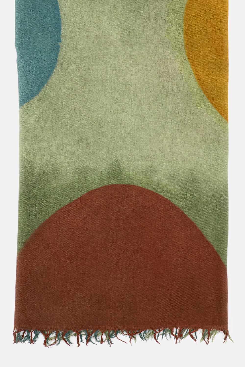 Exquisite J Geometric-pattern Fringed Scarf In Green