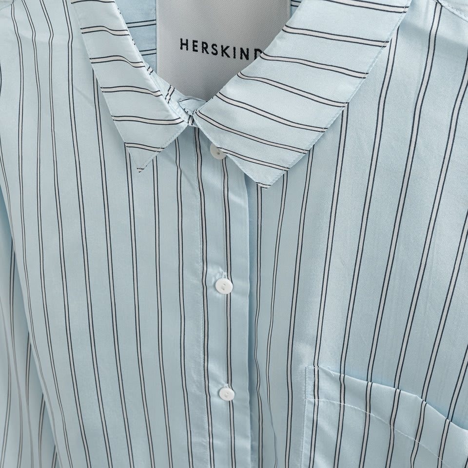 Shop Herskind River Shirt In Light Blue Stripe