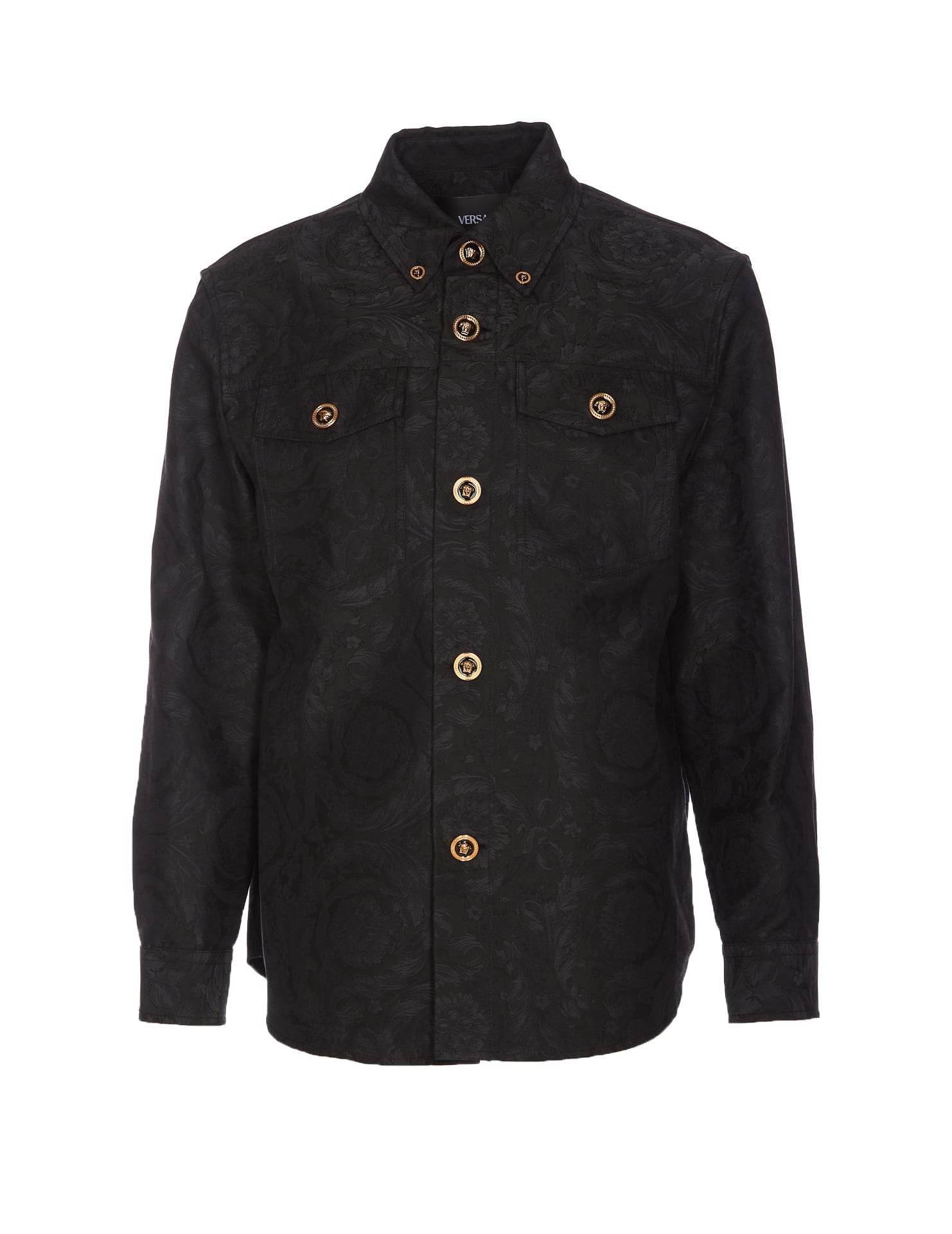 Shop Versace Barocco Shirt Jacket In Grey