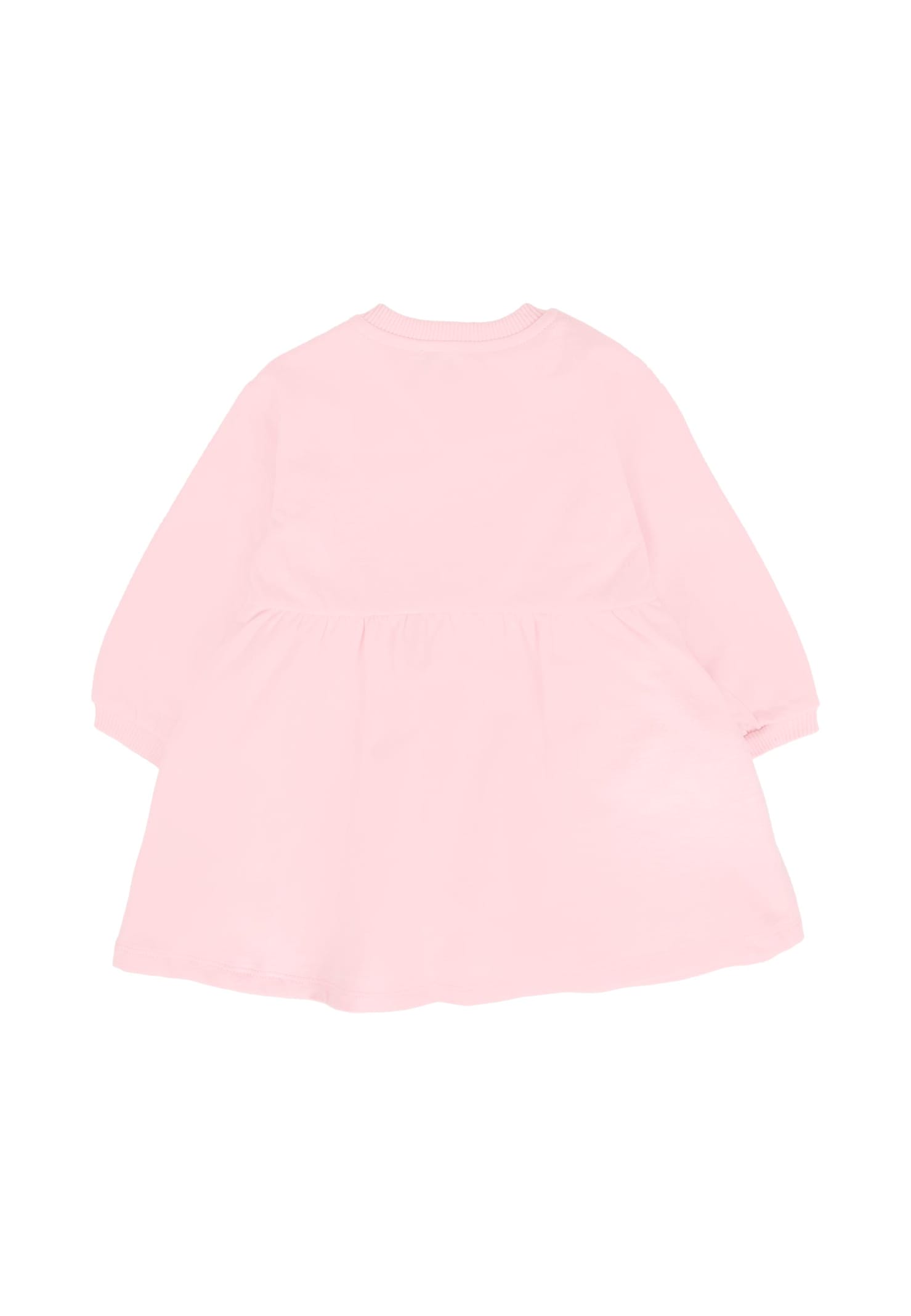 Moschino Pink Dress For Girl With Teddy Bear And Logo In Pink