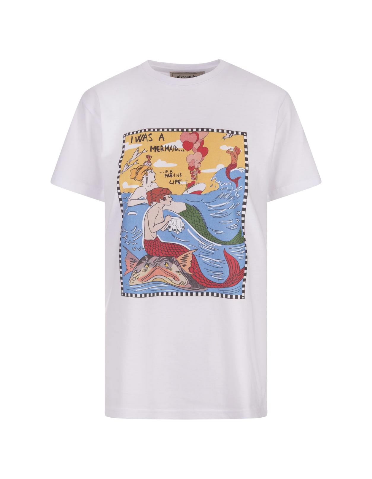 Shop Alessandro Enriquez White I Was A Mermaid T-shirt