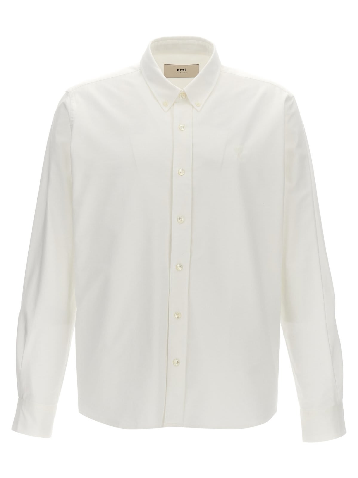 Shop Ami Alexandre Mattiussi Paris Ami De Coeur Logo Embroidered Shirt In White