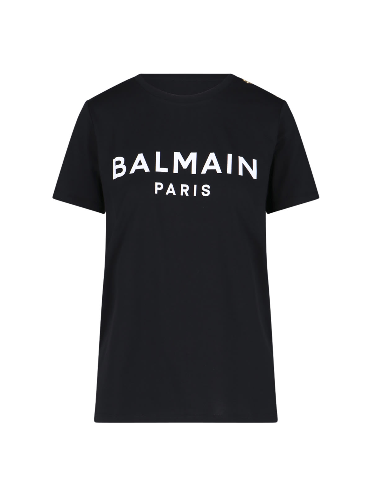 Shop Balmain Logo Buttons T-shirt In Black