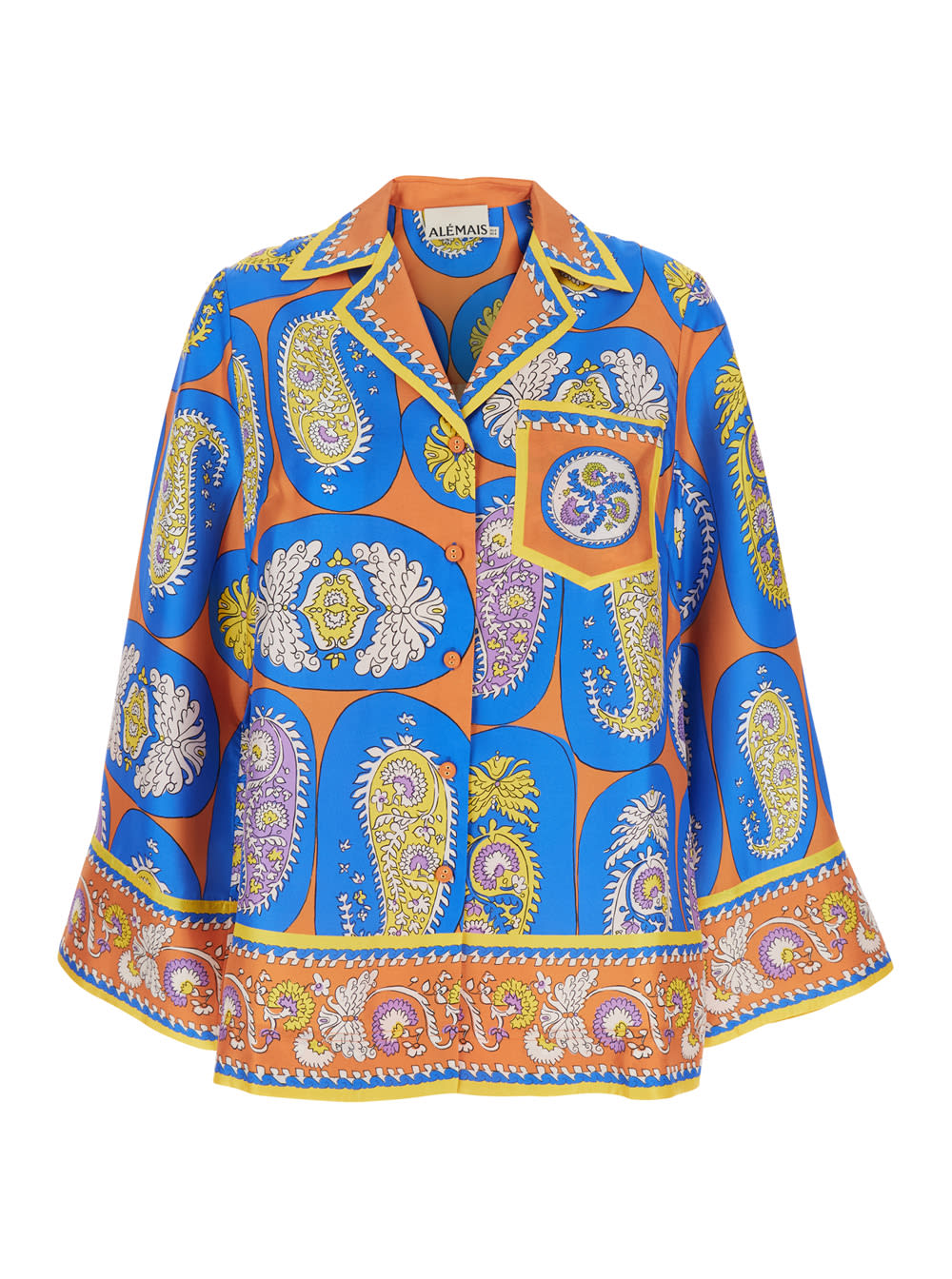 luis Multicolor Shirt With All-over Printed Motif In Silk Woman