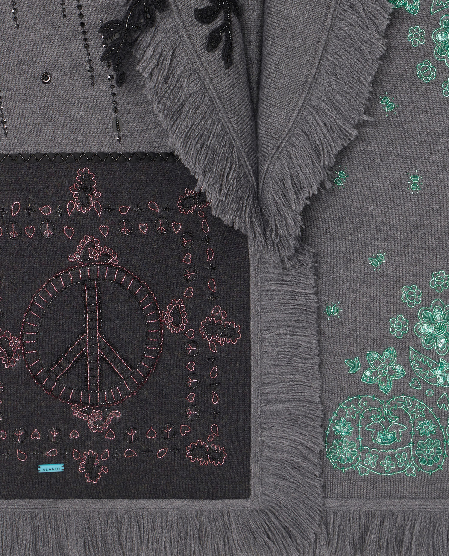 Alanui Midnight In Manhattan Patchwork Cardigan In Gray