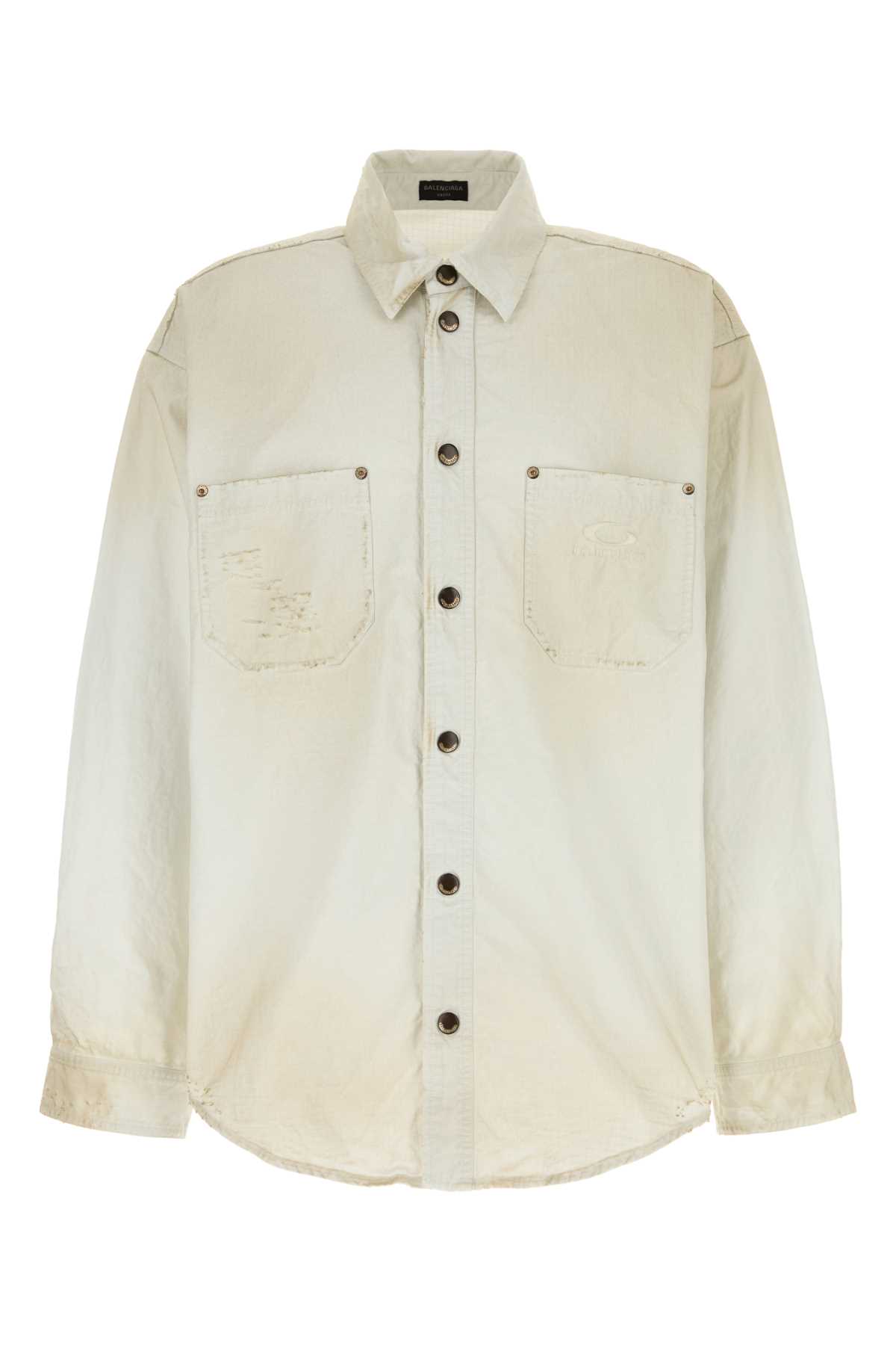 Balenciaga Long Sleeve Poplin Shirt With Chest Pockets In Multi