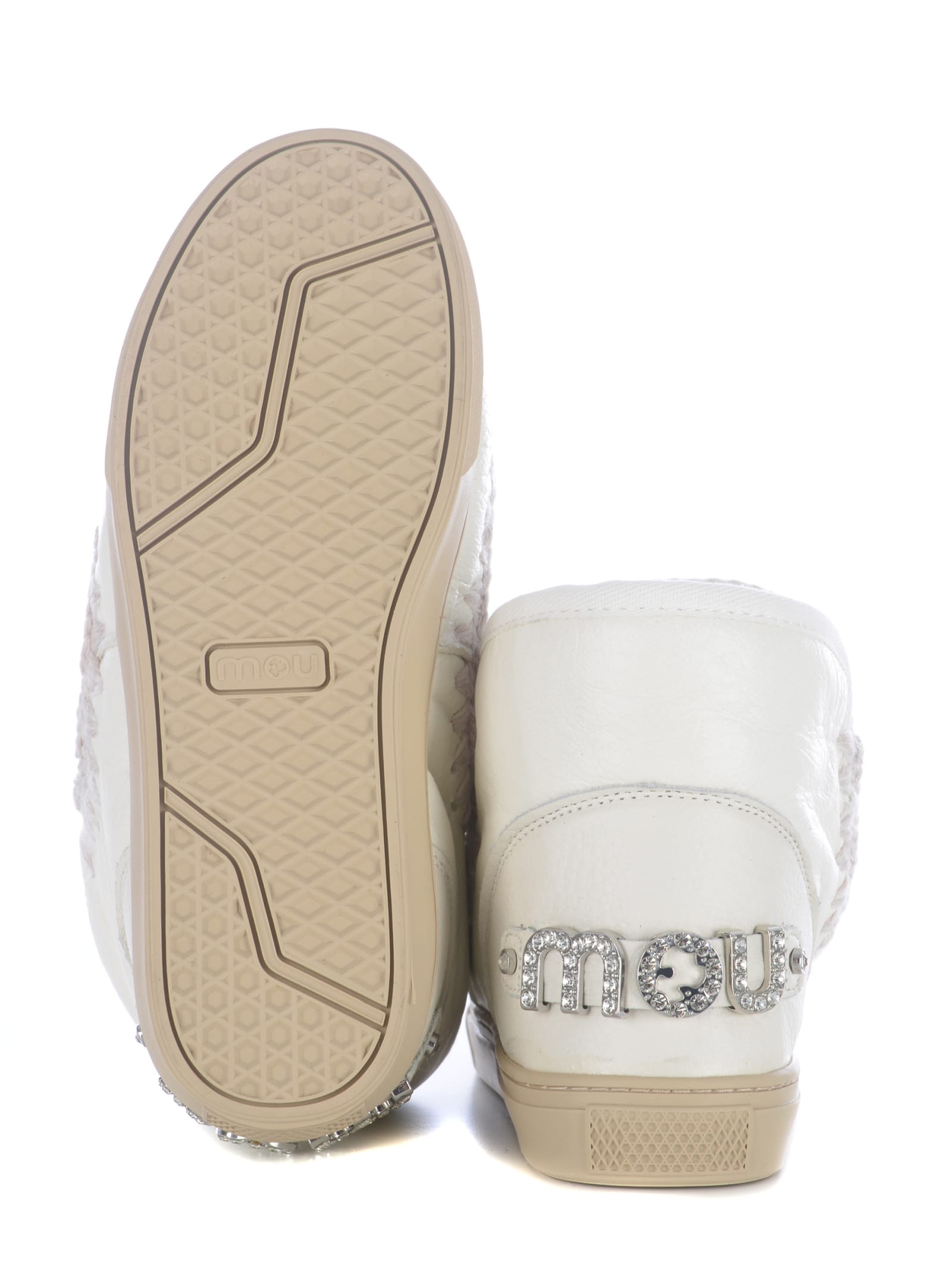 Shop Mou Boots  Sneakers Strass Made Of Genuine Leather In White