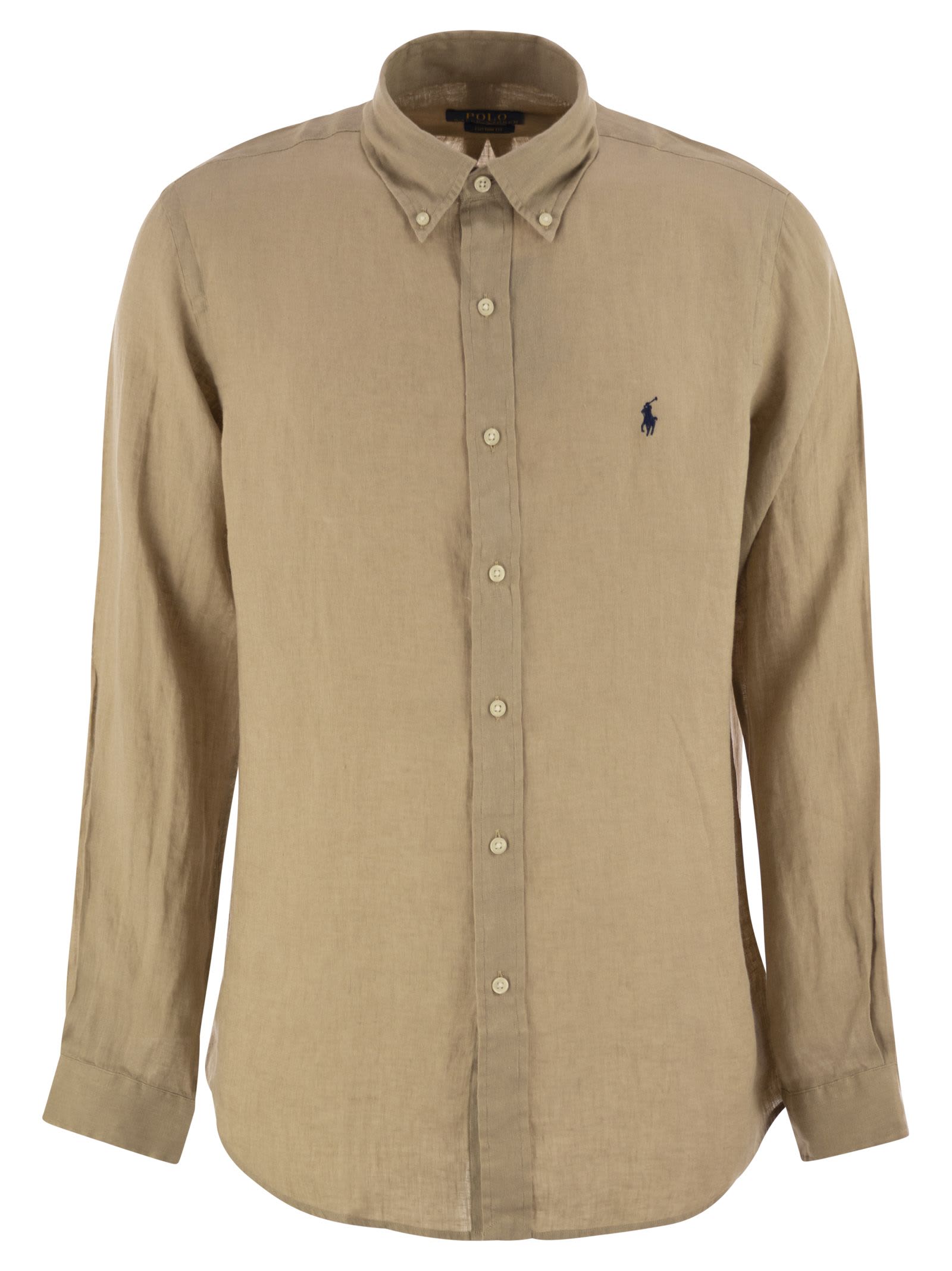Ralph Lauren Custom-fit Linen Shirt In Brown