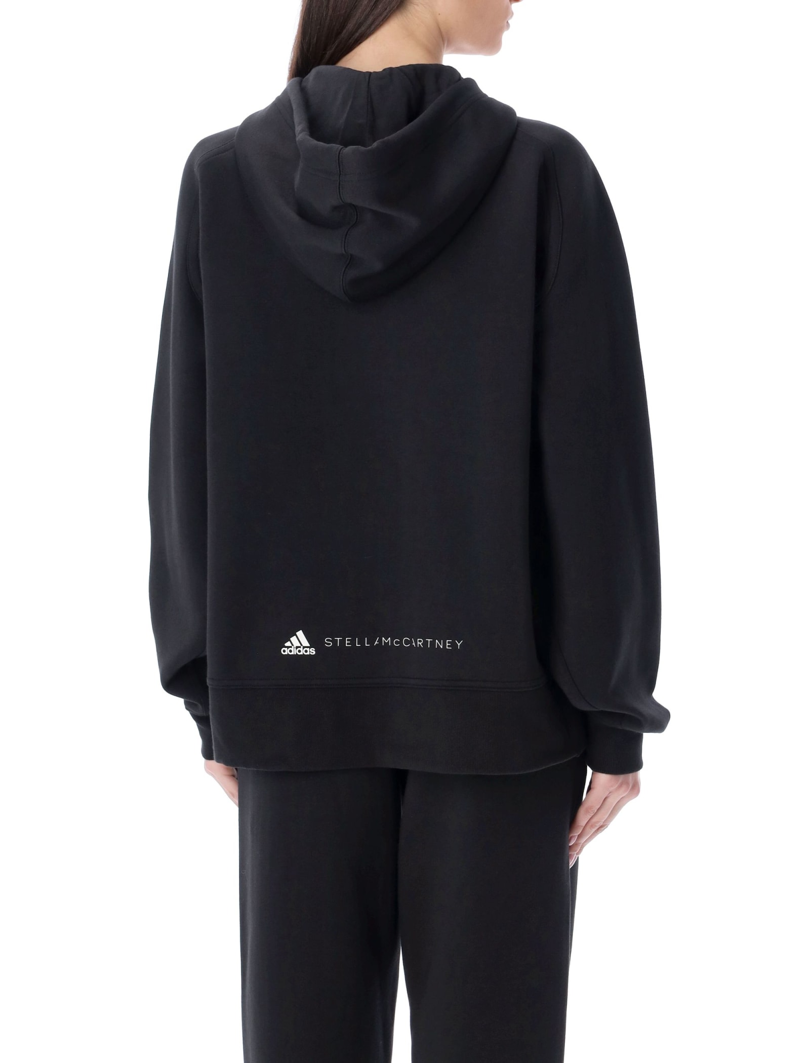 Shop Adidas By Stella Mccartney Full-zip Logo Hoodie In Black/white