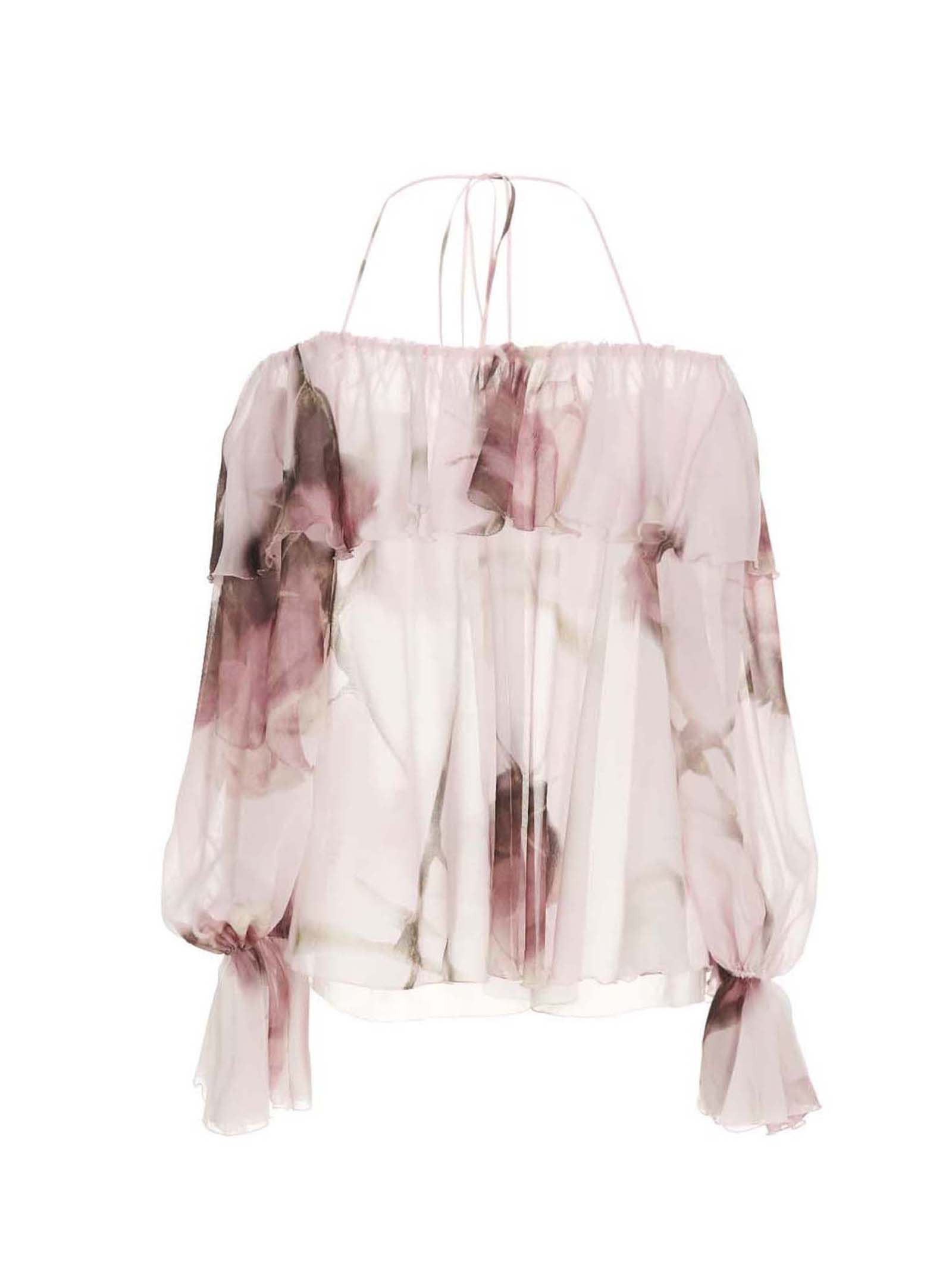 Blumarine Printed Silk Blouse In Pink